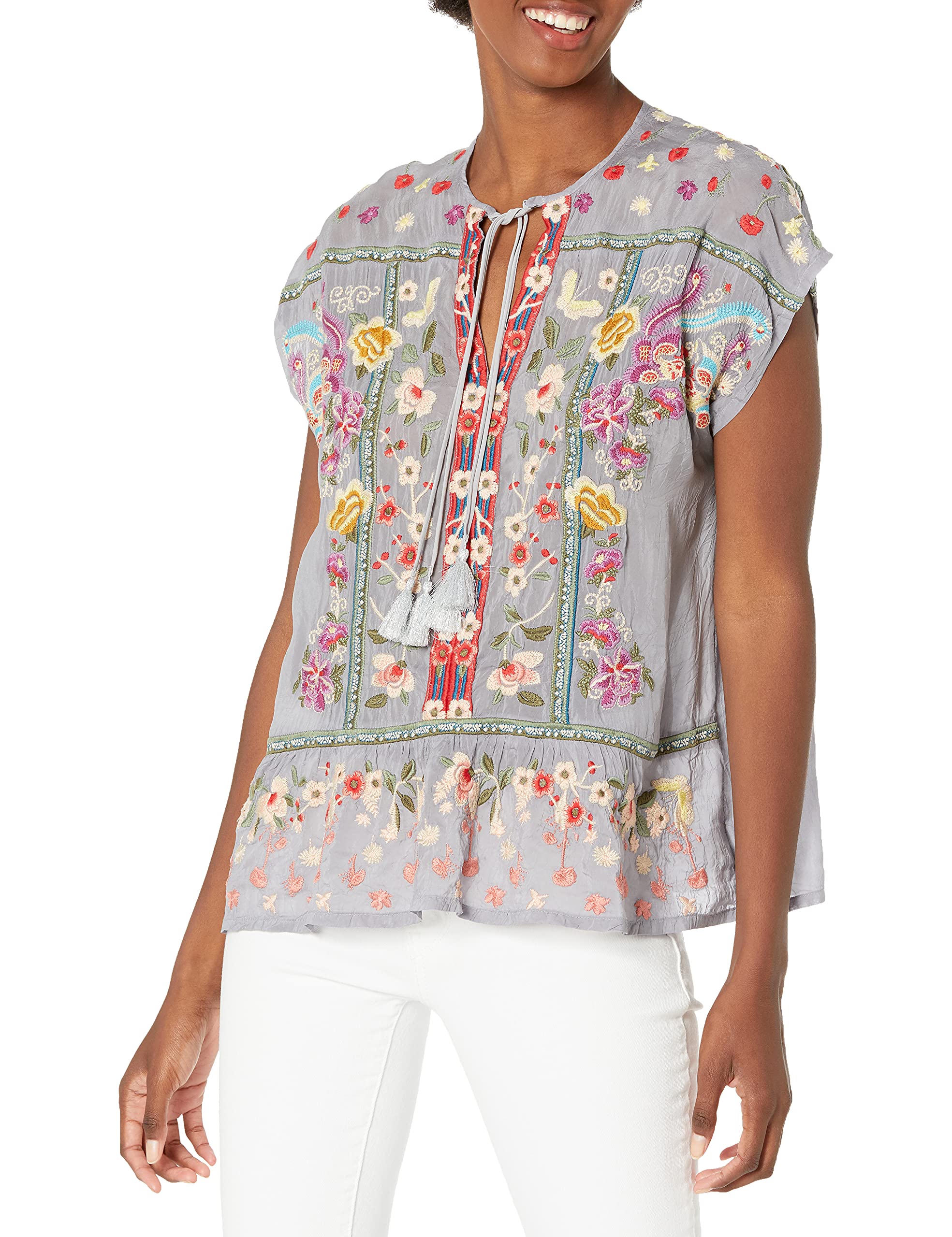 Johnny Was Women's Short Sleeve Tops - Boho Chic Blouses for Summer & Casual Wear | Perfect for Beach, Vacation & Everyday Outfits