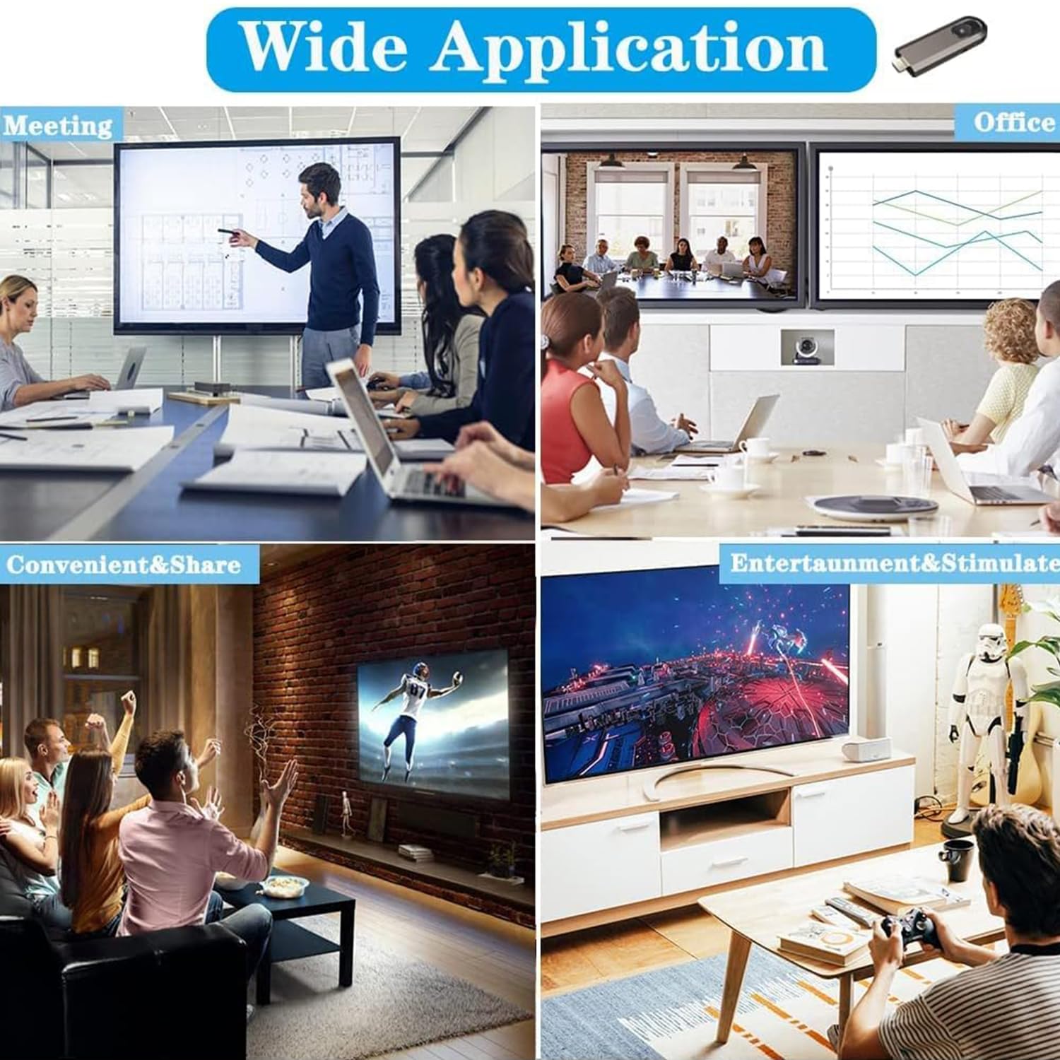 Wireless HDMI Transmitter and Receiver Kit - Plug & Play HDMI Extender with 2.4/5GHz Dual Band for 4K Ultra HD Streaming from Laptop/PC to TV/Projector - Perfect for Home Theater, Gaming & Office Presentations
