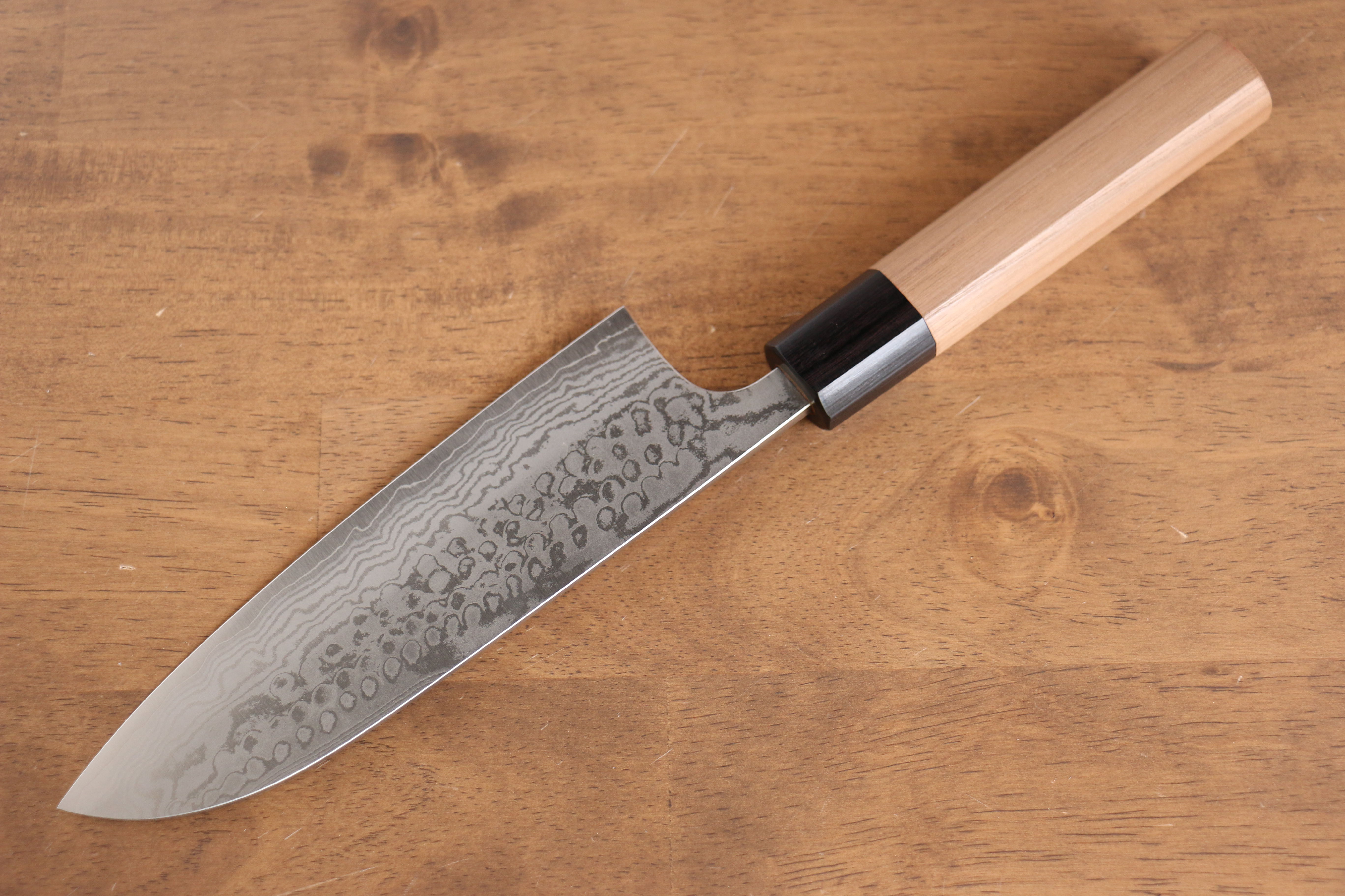 Premium Nao Yamamoto VG10 Damascus Santoku Knife 165mm - Japanese Chef Knife with Walnut Handle - Perfect for Slicing, Dicing & Chopping Vegetables, Meat & Fish