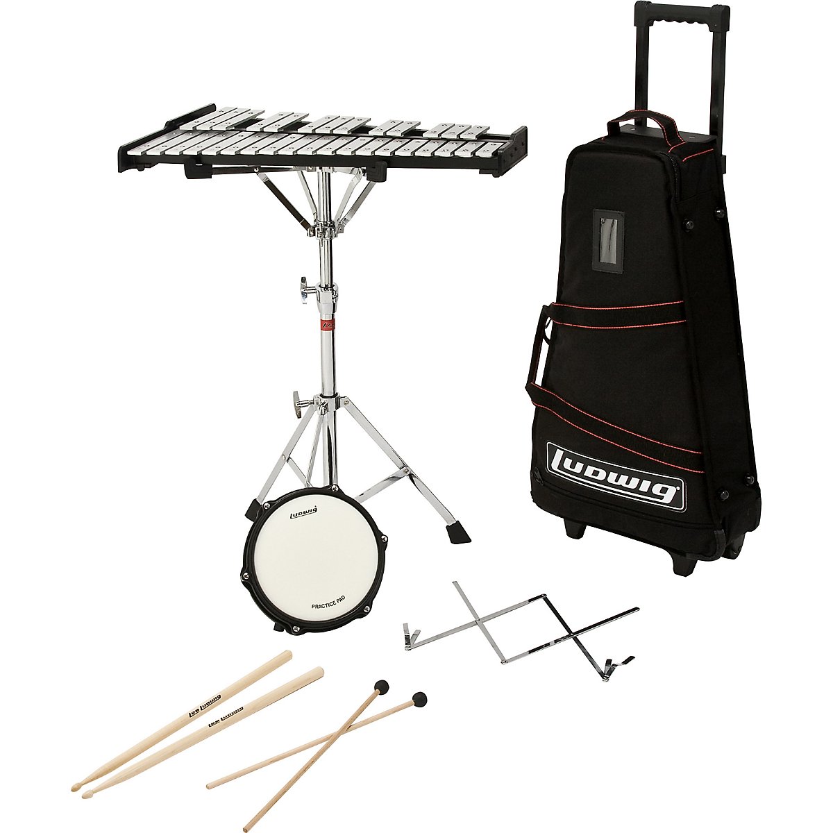 Ludwig M651R Educational Bell Kit with Rolling Bag - Perfect for School Music Classes, Marching Bands & Percussion Practice
