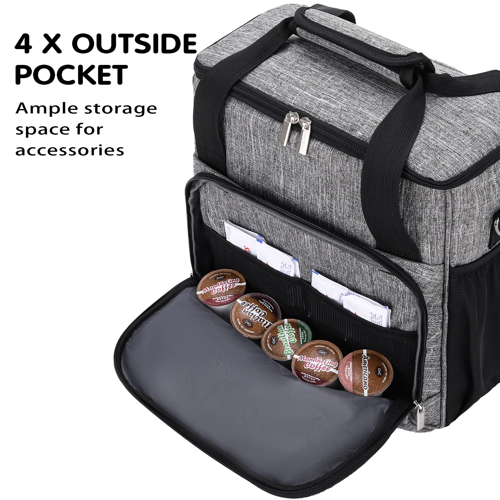 Portable Keurig K-Mini & K-Mini Plus Coffee Maker Travel Bag - Compact Storage Tote Case for Home, Office & Camping (Grey)