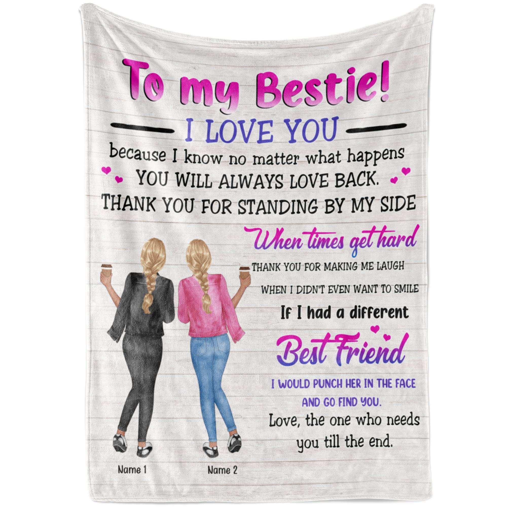 Personalized Best Friend Blanket - Custom BFF Birthday Gift for Teen Girls & Women - Soft Throw Blanket for Friendship - Perfect for Sleepovers, Movie Nights & Cozy Evenings | Pink