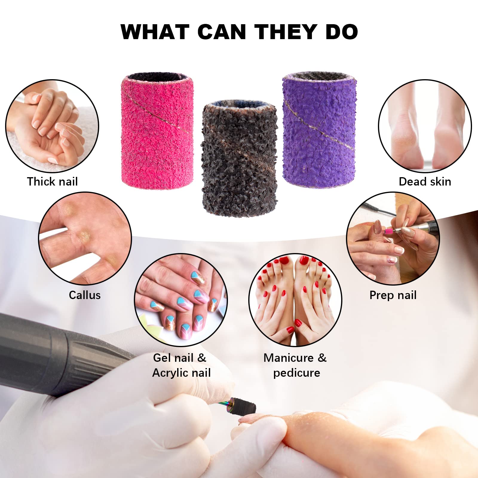 **210 Pcs Sanding Bands for Nail Drill - Coarse/Fine Grit #80 #150 #240 with 3/32