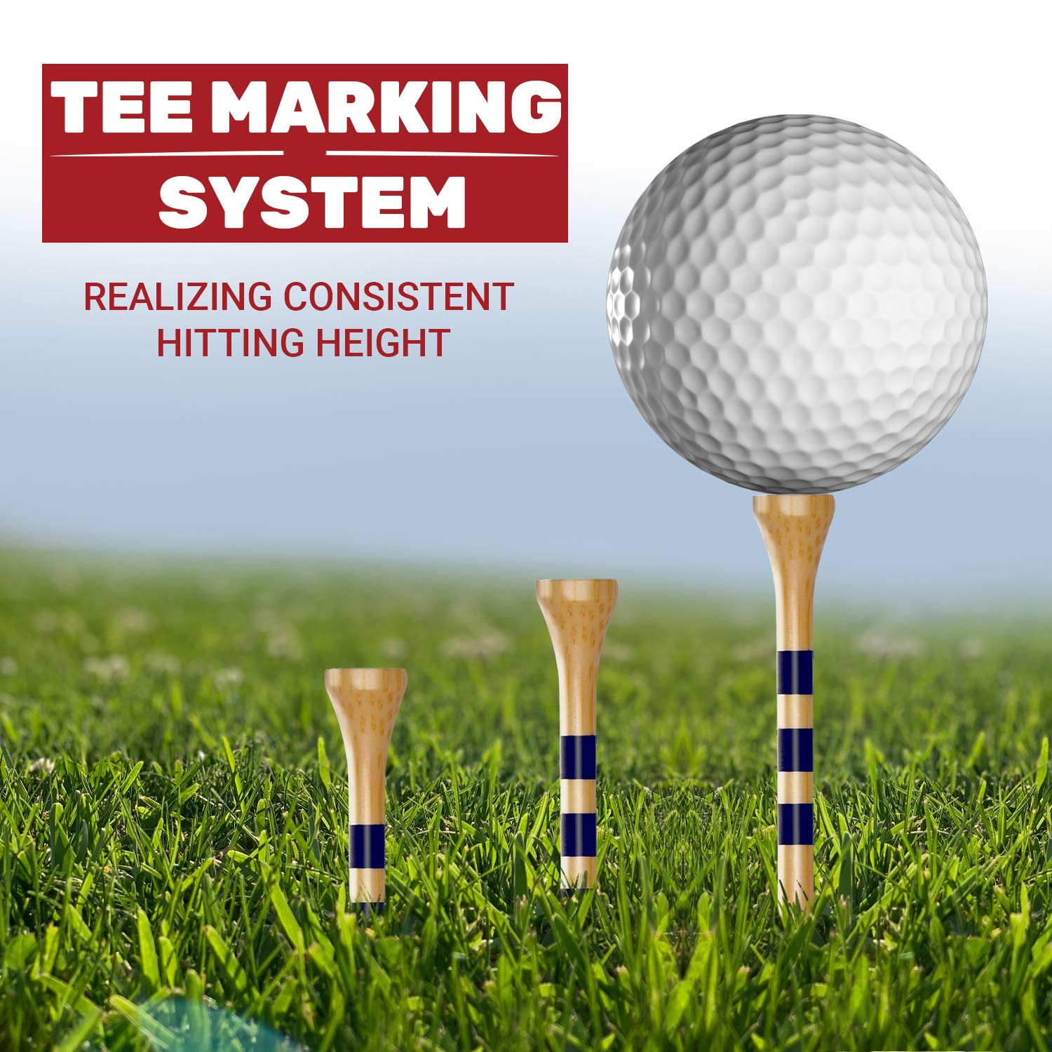 Premium Bamboo Golf Tees Set - 4 Sizes (1.5