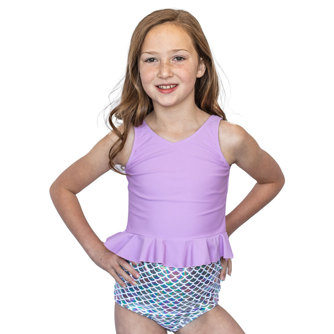 Girls V Neck Peplum Tankini Top - Stylish Swimwear for Beach, Pool & Summer Vacations