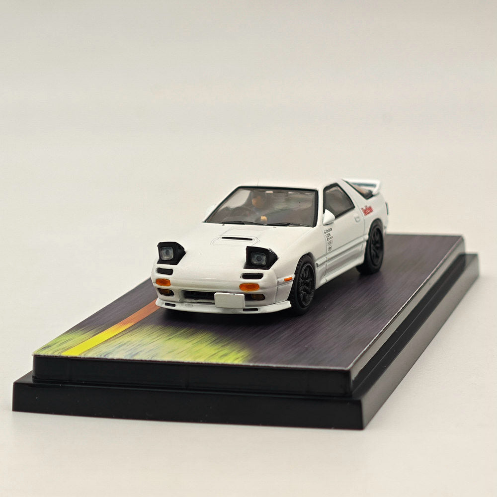 1/64 Scale Mazda RX-7 FC3S RedSuns Initial D Diecast Model Car with Open Headlights - HJ643043D Collectible for Anime Fans & Car Enthusiasts - Perfect for Display, Gifts, and Anime-Themed Collections