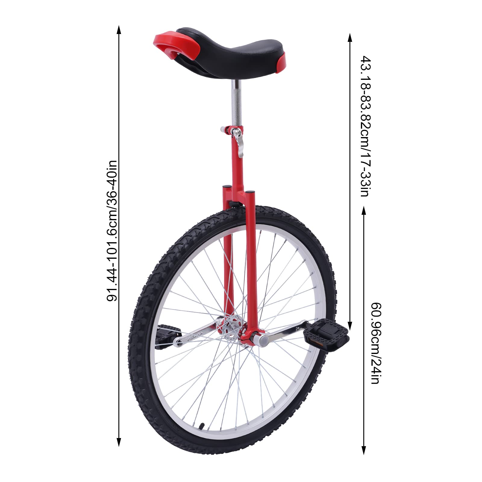 YIYIBYUS 24 Inch Wheel Unicycle for Adults & Teens - Adjustable Height Outdoor Exercise Bike with 2 Non-Slip Pedals - Perfect for Balance Training, Fitness Workouts & Commuting | Great for Park Rides, Gym Sessions & Daily Transportation