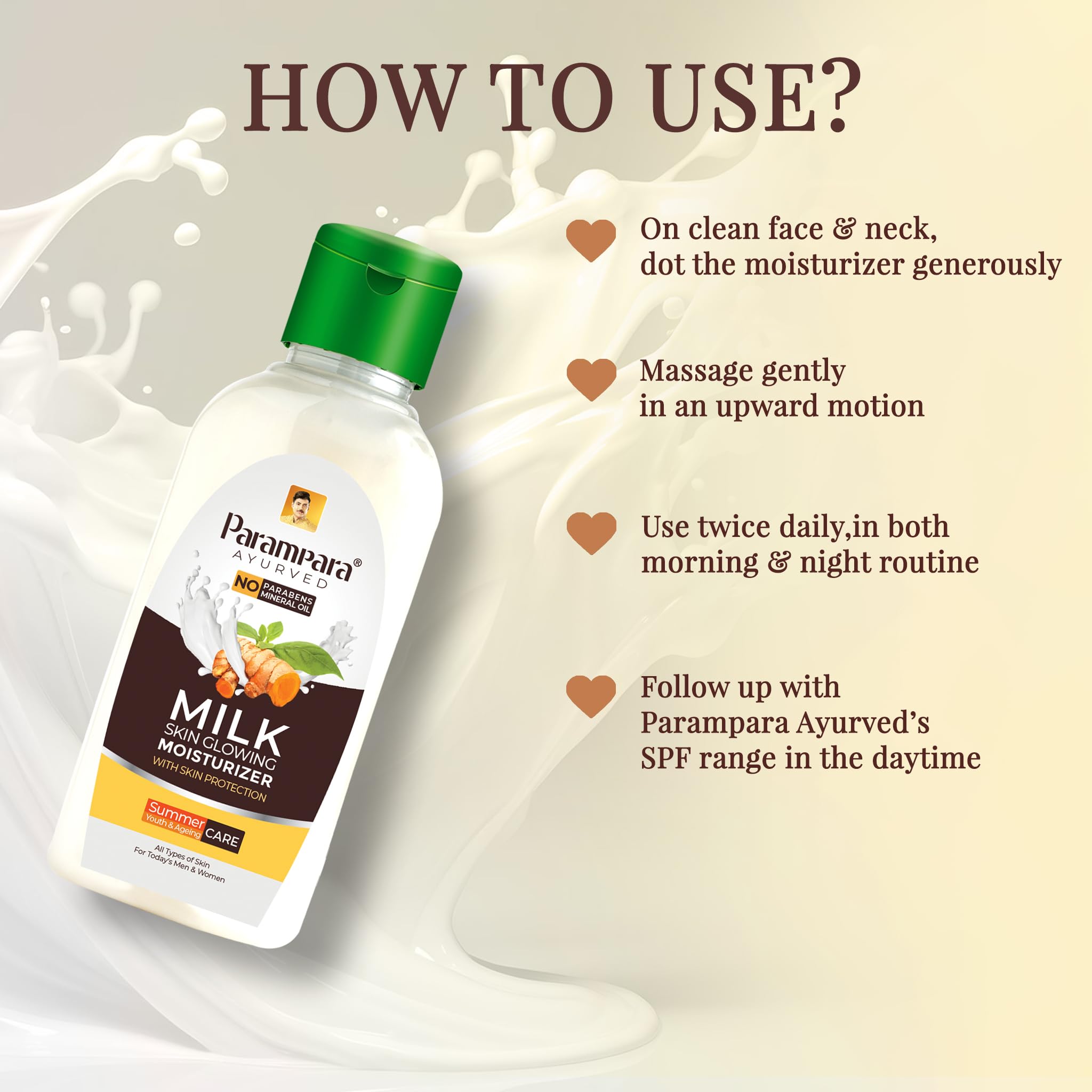 Parampara Ayurved Milk Skin Glowing Moisturizer – Non-Greasy Hydrating Face Cream with Honey, Glycerin & Milk Extracts for Dry Skin, Brightening & Deep Nourishment | 100ml | Pack of 2 | Daily Skincare Routine for Radiant & Healthy Complexion