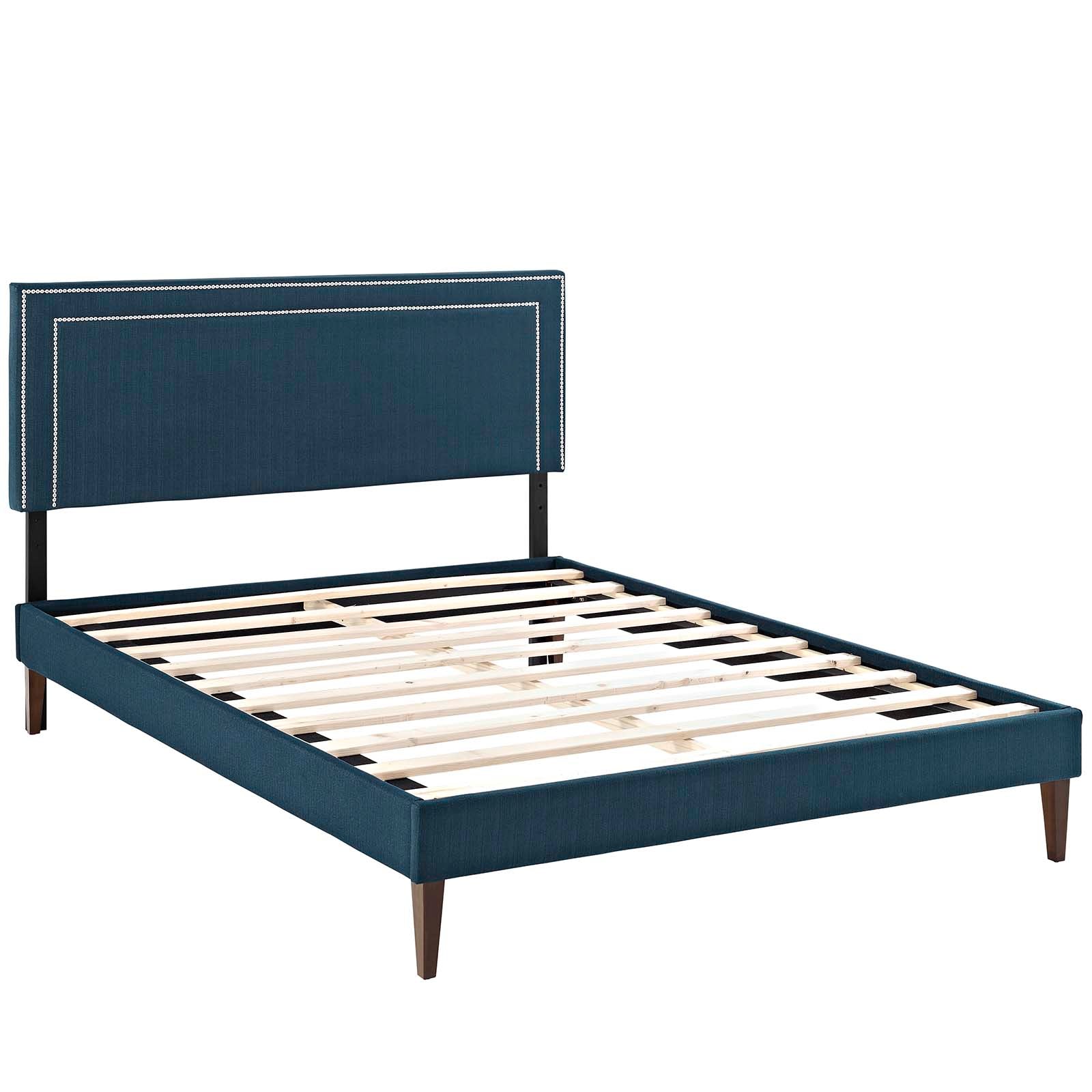 Virginia Fabric Platform Bed Frame with Squared Tapered Legs - Modern Upholstered Bed for Bedroom, Guest Room or Dorm