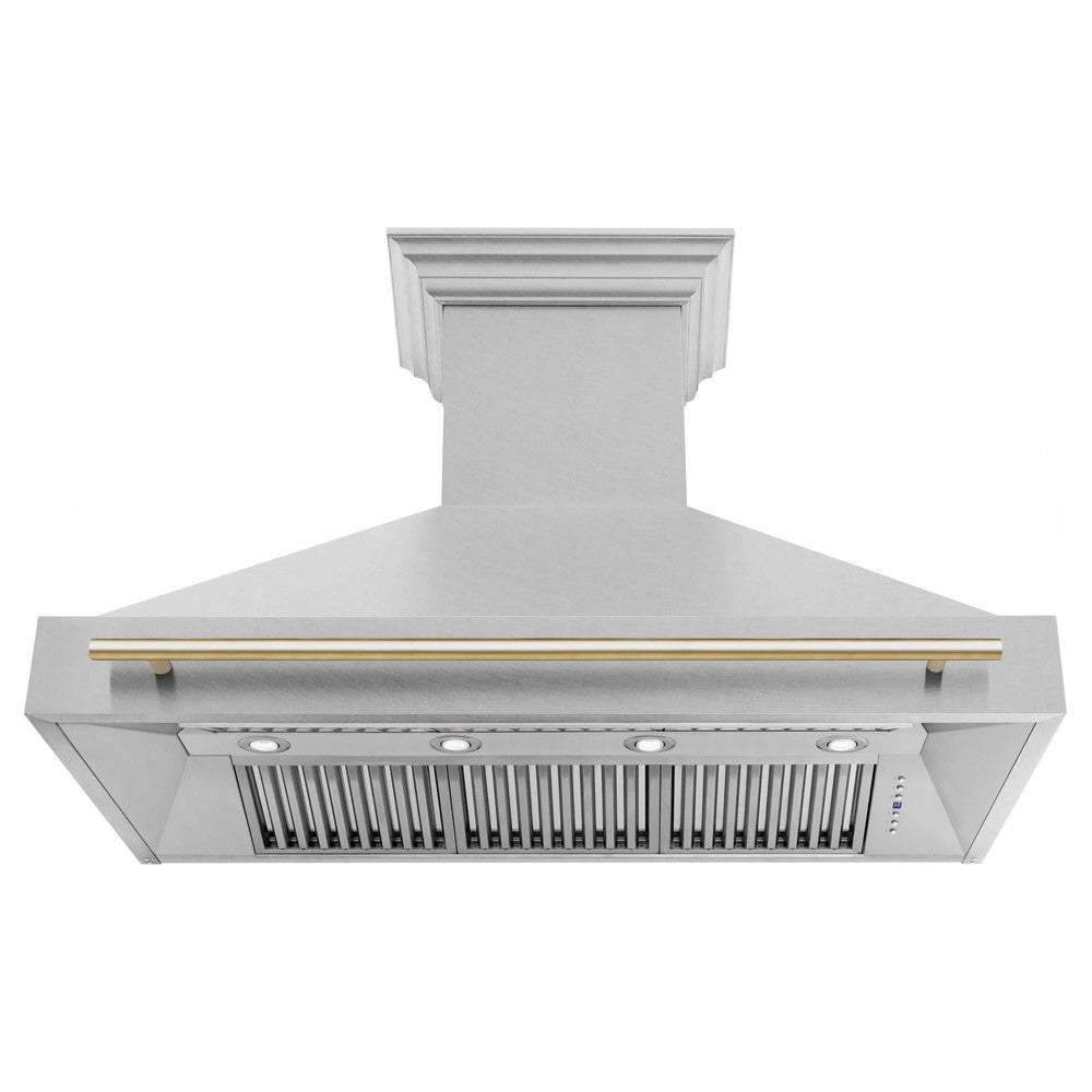 ZLINE Autograph Edition 48 Inch Stainless Steel Wall Mount Range Hood with Accent Handle (8654SNZ 48) - Professional Kitchen Ventilation for Modern Homes