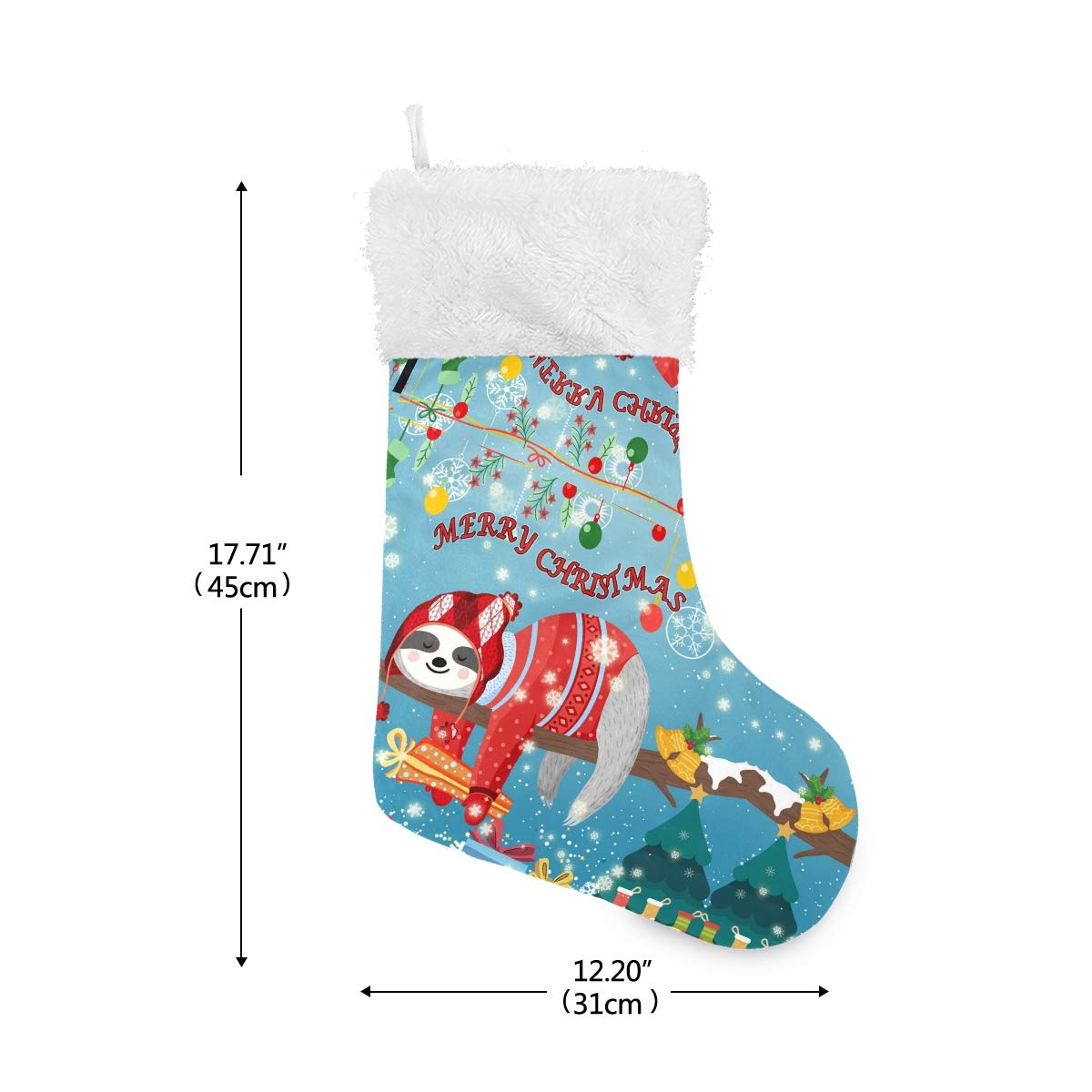 ALAZA Personalized Sloth Christmas Stockings - Large 17.7