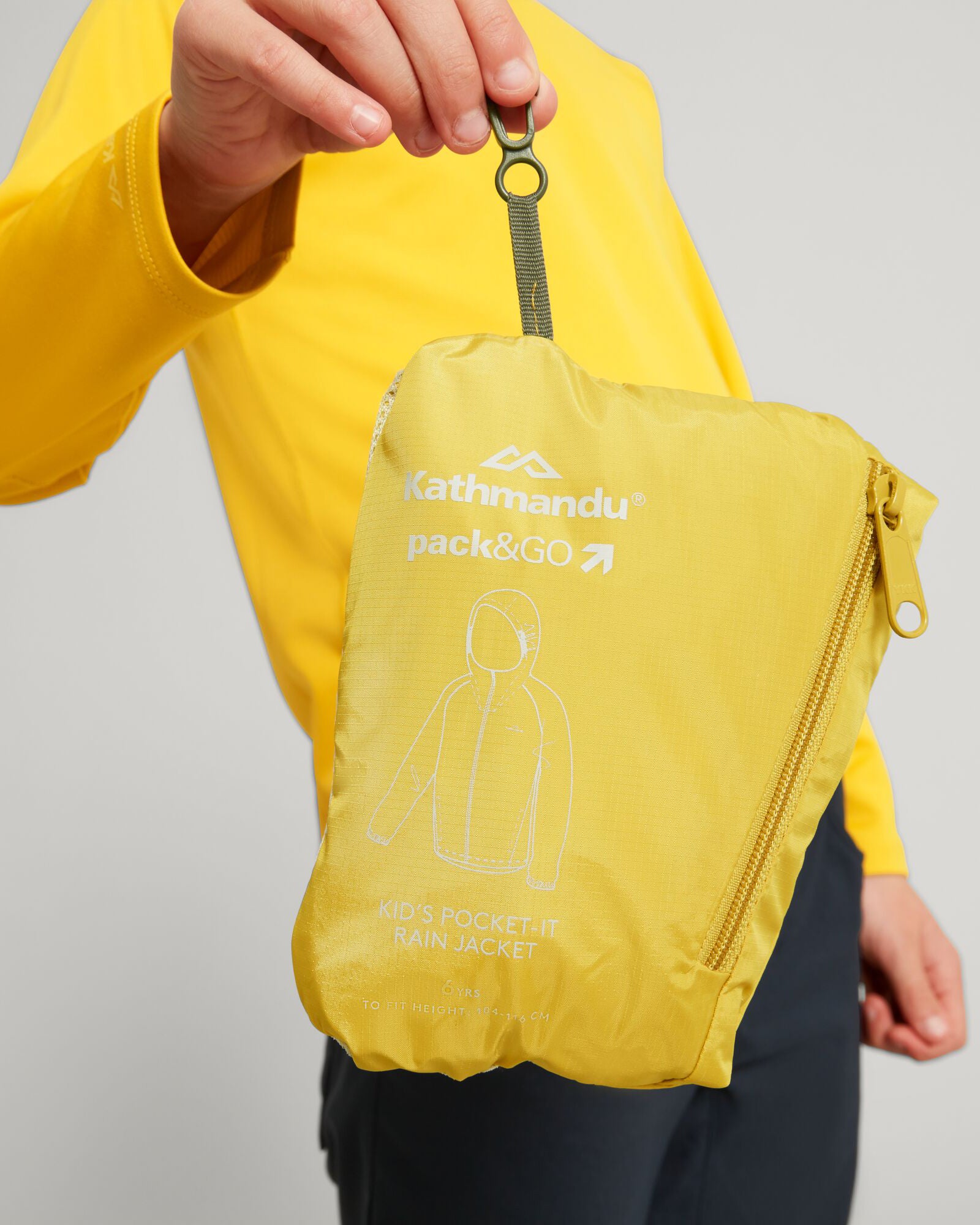 2L Kids Rain Jacket Waterproof Lightweight - Pocket it v4 Kowhai Yellow for Outdoor Play & School Commute