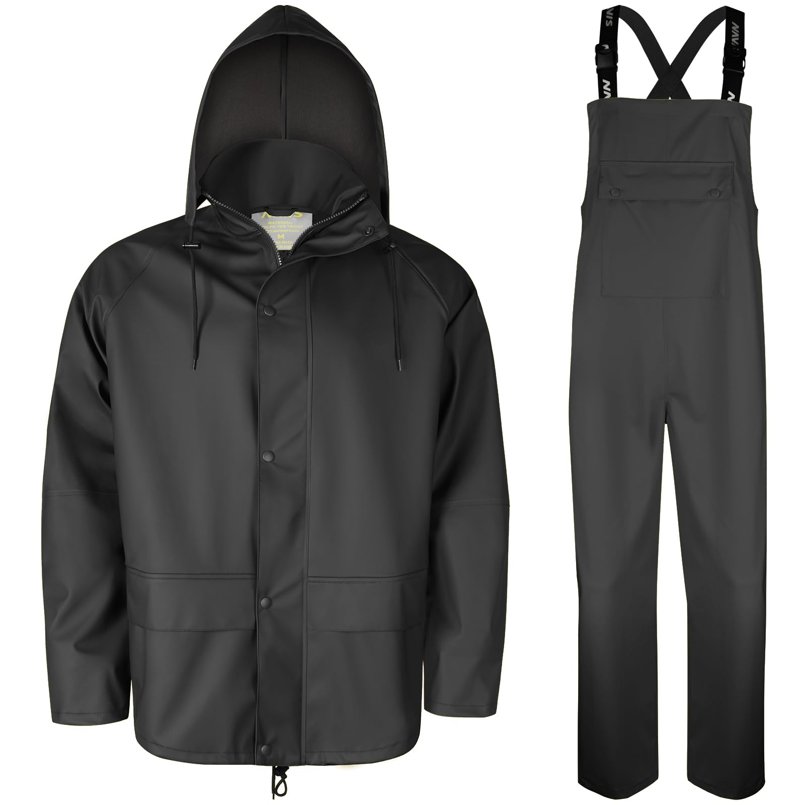 Men's Waterproof Workwear Rain Suit Set - Heavy Duty PRO Jacket & Bib Overalls for Construction, Fishing & Outdoor Jobs | All-Weather Protection & Comfort