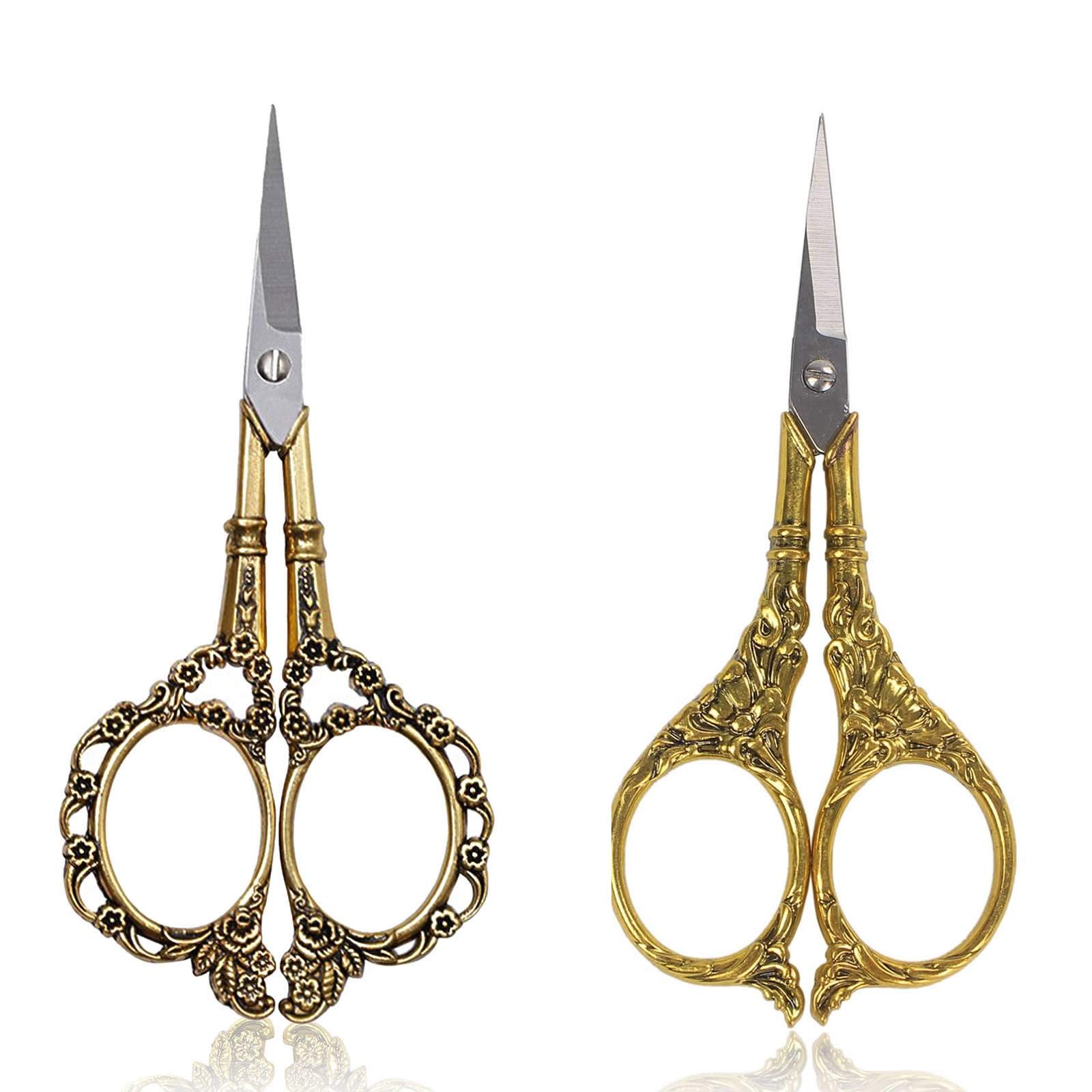 BIHRTC 4.5 Inch Stainless Steel Embroidery Scissors - Ultra Sharp Tip Sewing Shears for Needlework, Crafting & DIY Projects (2 Pairs, Gold) - Perfect for Dressmaking, Quilting & Fabric Art