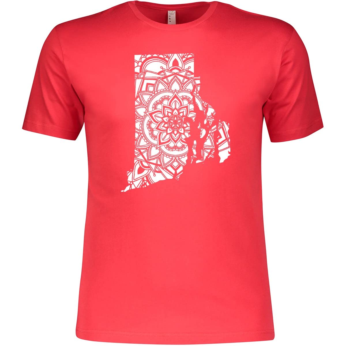 Inktastic Rhode Island Silhouette Mandala Graphic T-Shirt for Men & Women - Casual Wear, Gifts, Travel & State Pride Apparel