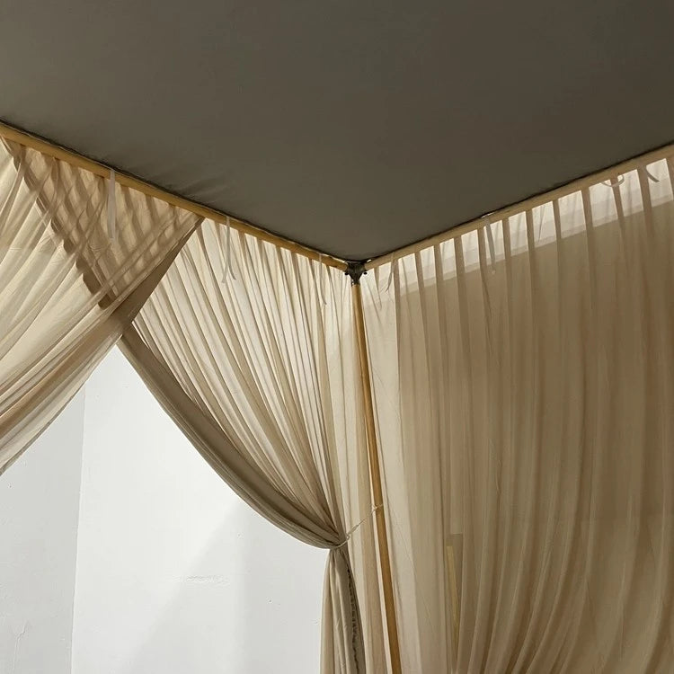 Luxury Silky Semi-Sheer Canopy Bed Curtain - Elegant Sheer Fabric for Romantic Bedroom Decor, Wedding, Nursery & Boho Chic Home Decor