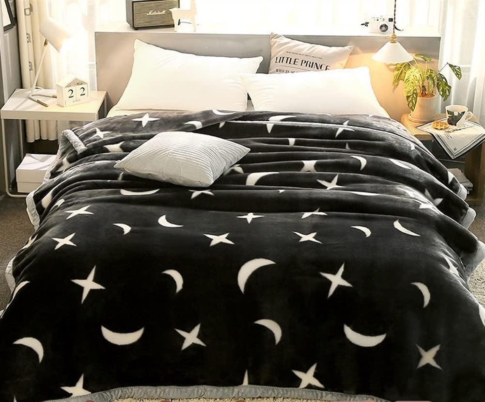 KUYIN Fleece Blanket - Thick Black & White Striped Winter Blanket for King/Queen/Full Size Beds - 1.5M x 1.8M Soft Warm Bedding - Perfect for Cold Weather, Cozy Nights, and Home Decor (Color13, Full Size)