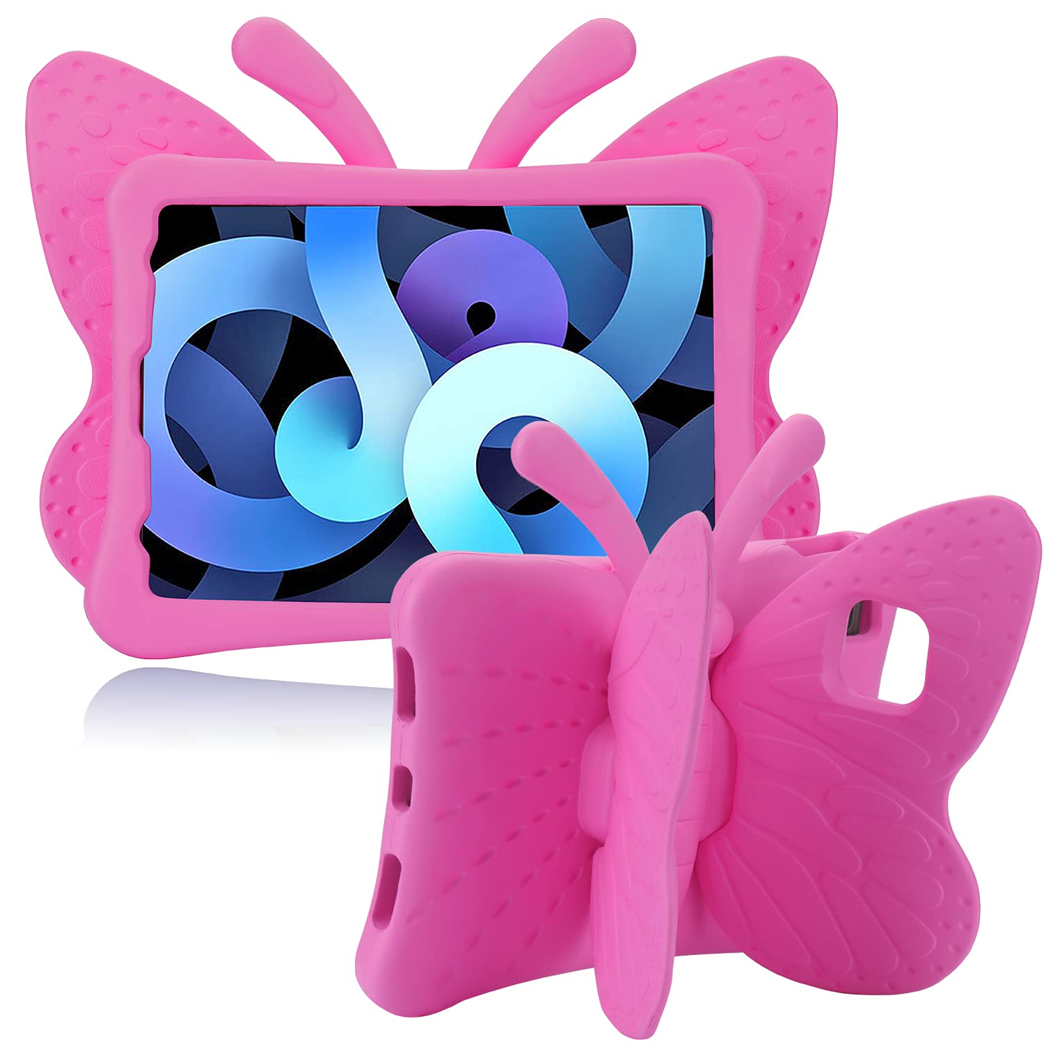 Pretty Butterfly iPad Air 11 Case 2024/2025 - Shockproof Kids Tablet Cover for Girls with Stand & Pencil Holder | Lightweight EVA Foam Full Body Protection | Perfect for School, Travel & Play (Rose)