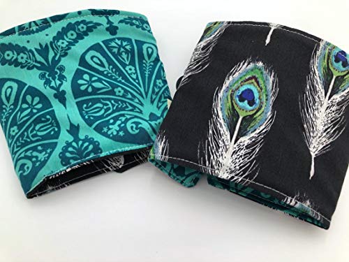 Reversible Iced Coffee Sleeve - Insulated Coffee Cup Cozy with Feather Pattern | Perfect for Iced Lattes, Cold Brew & Summer Drinks