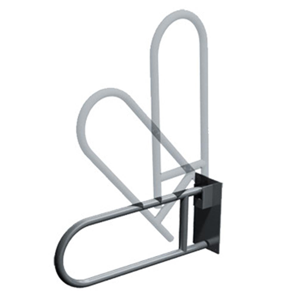 ASI 3451 Grab Bar with Swing Up Design, Exposed Flange & Gravity Lock - Satin Finish for Bathroom Safety & Accessibility