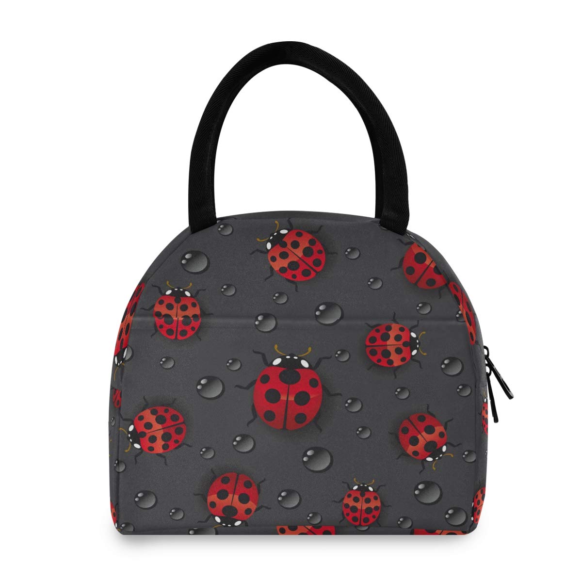Blueangle Insulated Lunch Bag for Women - Red Ladybugs Design, Thermal Lunch Tote Bag for Work, School & Picnics | Leakproof Cooler Box for Students & Office Professionals