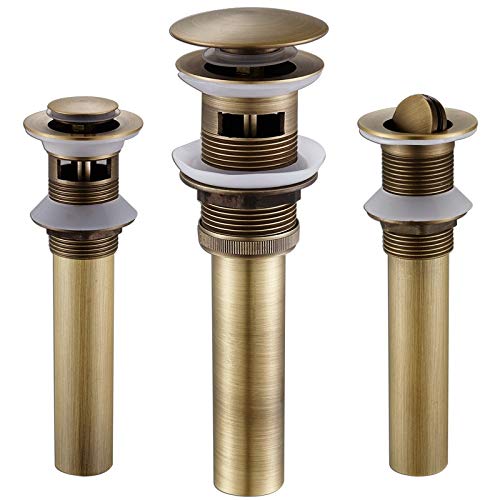 Antique Brass Bathroom Vessel Sink Pop-Up Drain Strainer - 66mm Flip Top Stopper for Lavatory Basin, Clog Prevention - Perfect for Modern Vanities & Luxury Bathroom Renovations