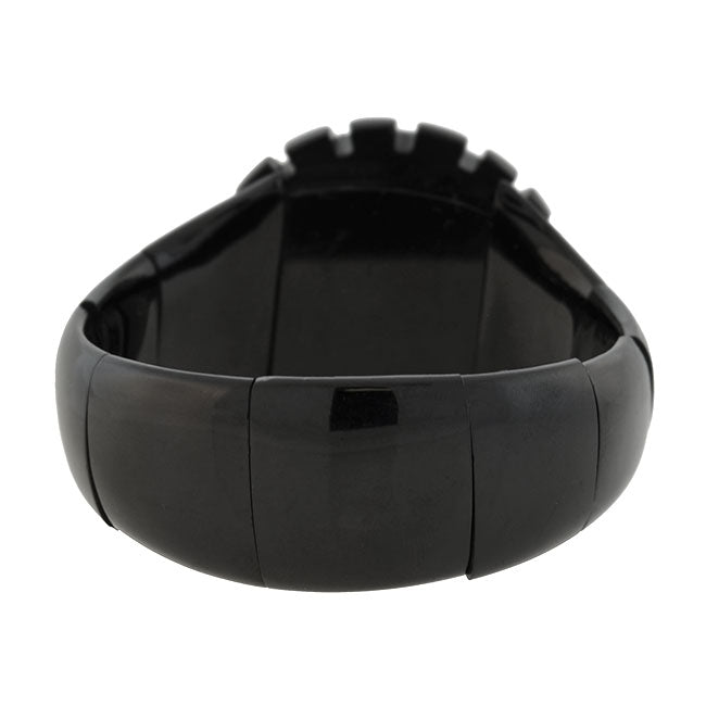 Victorian Style Carved Jet Flower Design Stretch Bracelet - Elegant Black Gemstone Jewelry for Women, Perfect for Weddings, Parties & Special Occasions