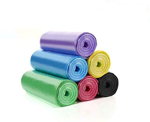 2 Gallon Small Trash Bags - 180 Count (6 Rolls) | Colorful Mini Garbage Bags for Bathroom, Office, Bedroom & Car Waste Disposal