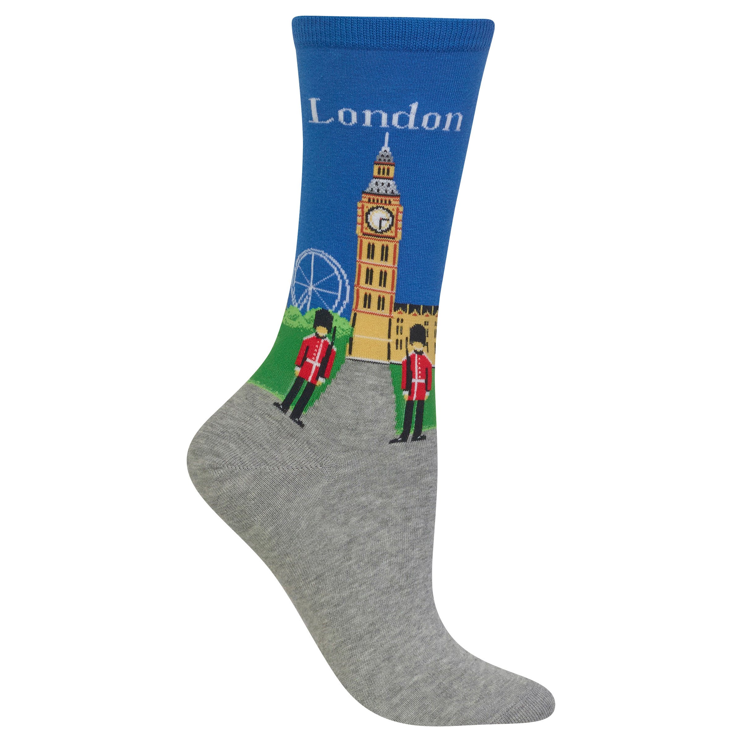 Hot Sox Women's Fun Travel & Cities Crew Socks - 1 Pair Pack - Cool & Artistic Novelty Fashion Gifts for London (Royal) - Shoe Size 4-10 - Perfect for Travel, Gifts & Everyday Wear