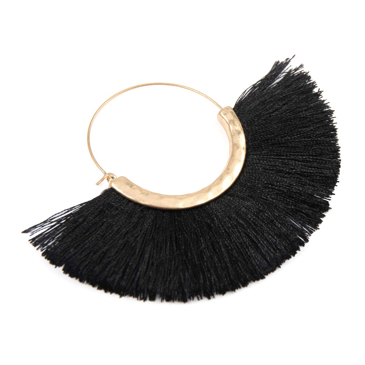 Bohemian Silky Thread Tassel Hoop Earrings for Women - Lightweight Fringe Statement Earrings, Mermaid Hoops for Beach, Festival & Boho Fashion