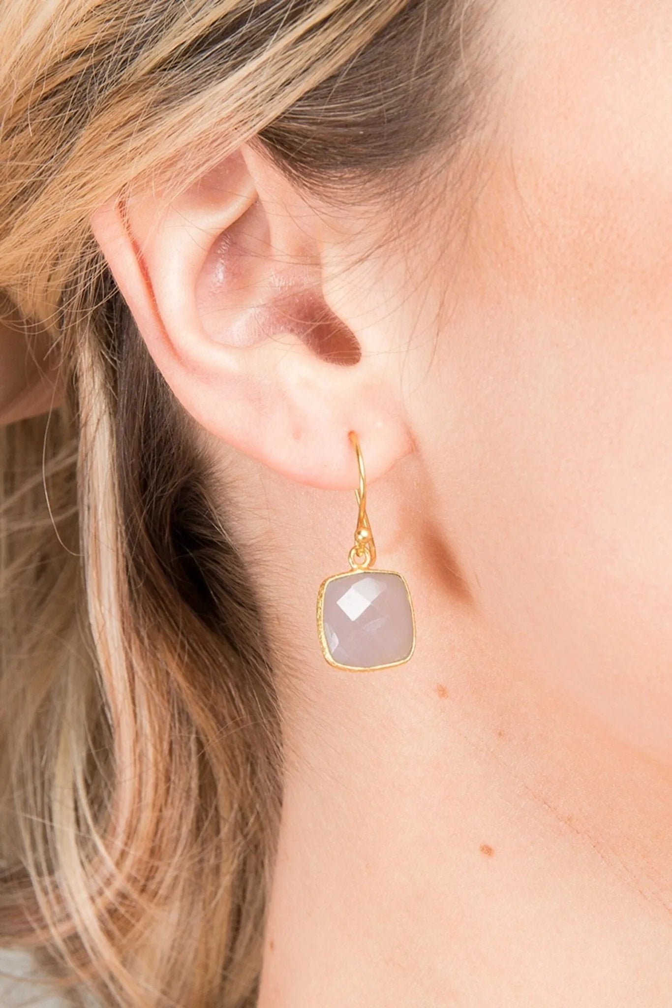 Moonstone Stud Earrings for Women - Dainty Cushion Cut Gemstone Jewelry - Perfect for Everyday Wear & Special Occasions