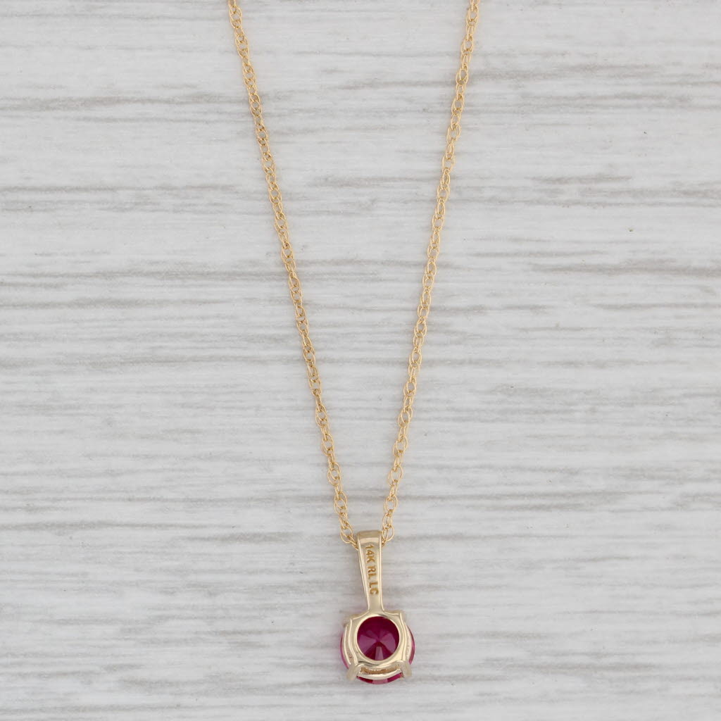 0.60ct Lab Created Ruby Pendant Necklace - 14k Yellow Gold 18