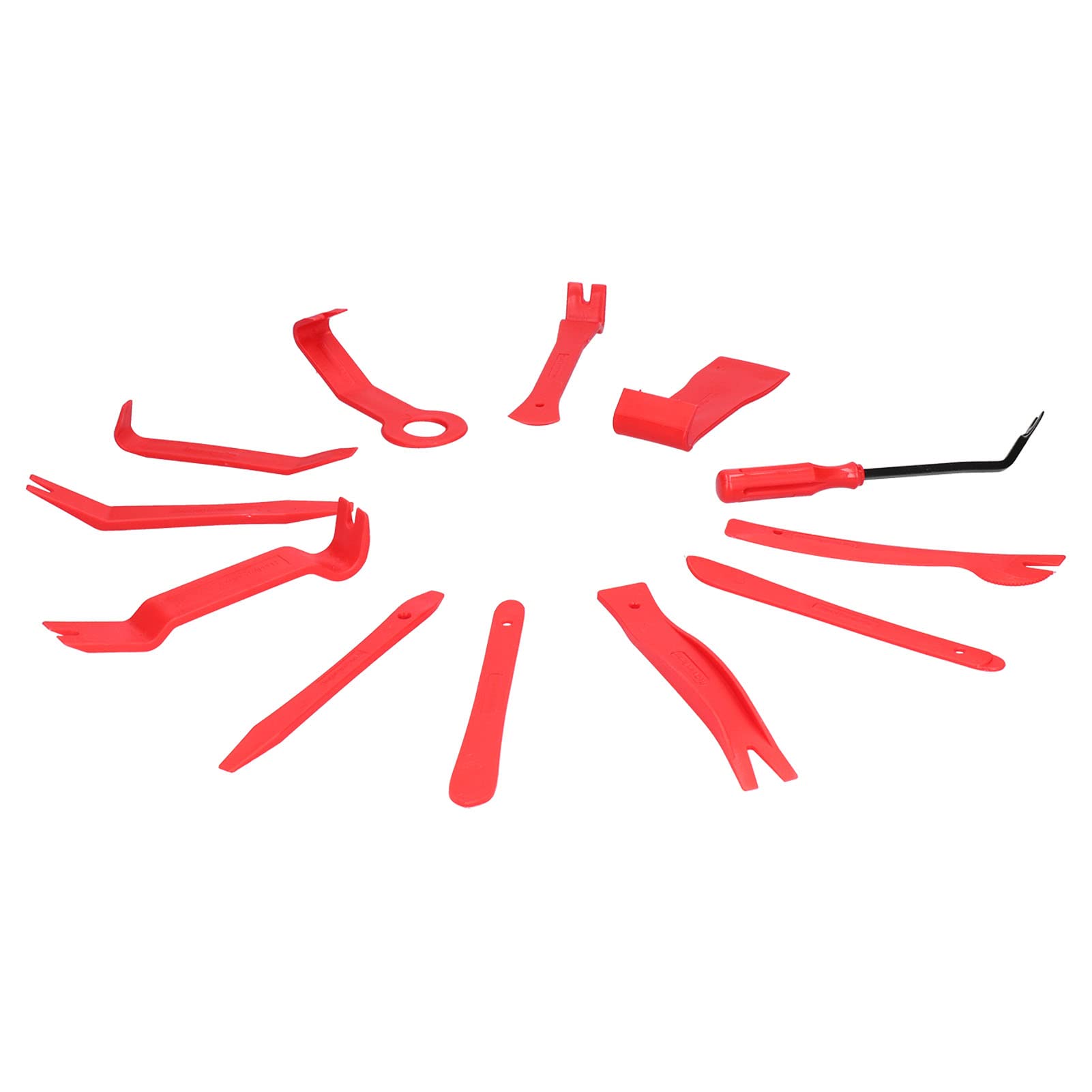 14-Piece Auto Removal Tool Kit - Non-Scratch Car Fastener Remover & Installer for Door Panels, Audio Systems & Dashboards | Pry Tools for Car Repair & DIY Projects | Durable Red Trim Panel Removal Set