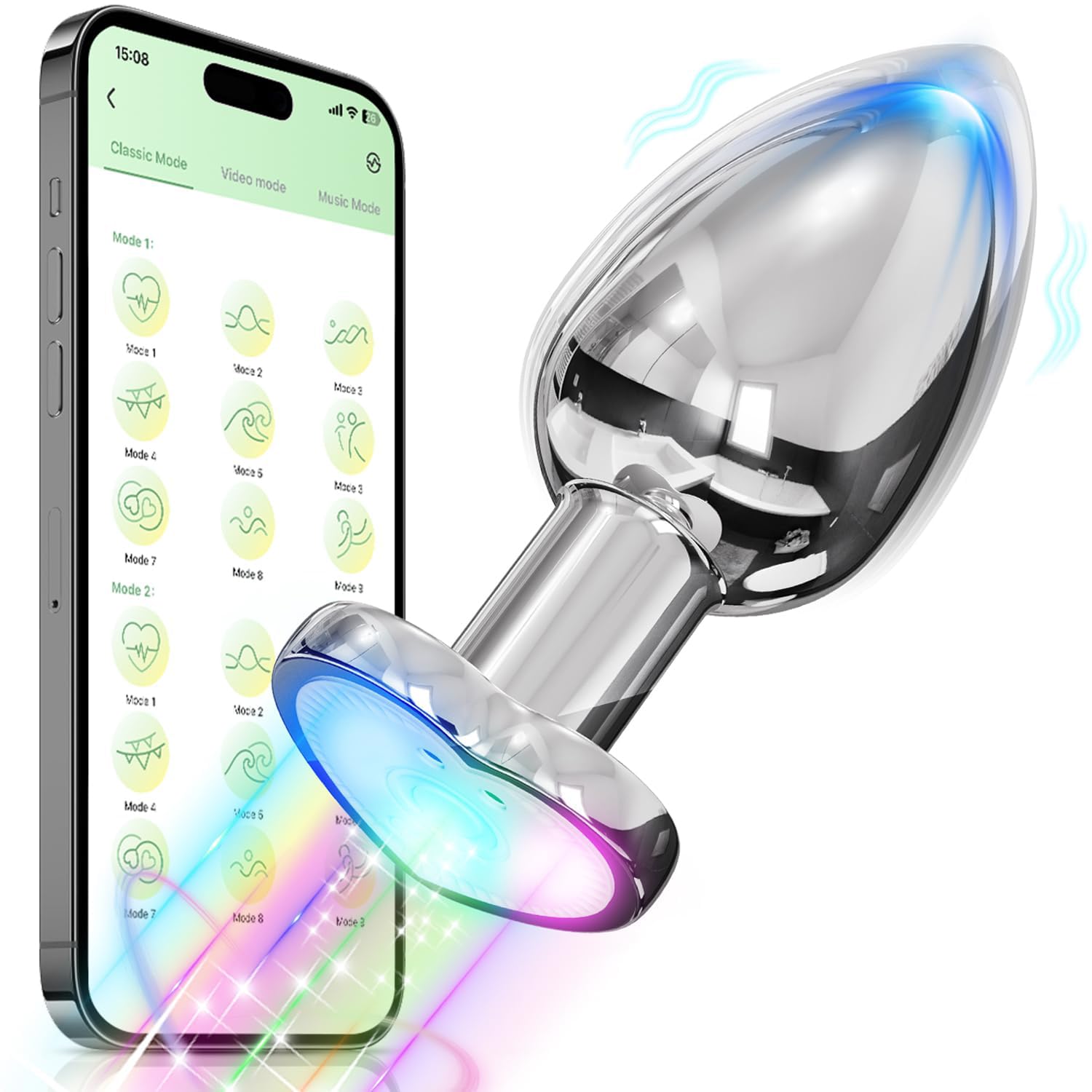 Vibrating Anal Plug with Remote Control & Heart Light - App Controlled Prostate Massager for Couples, Anal Trainer for Men & Women | Perfect for Solo Play, Couples Fun & Sensual Exploration