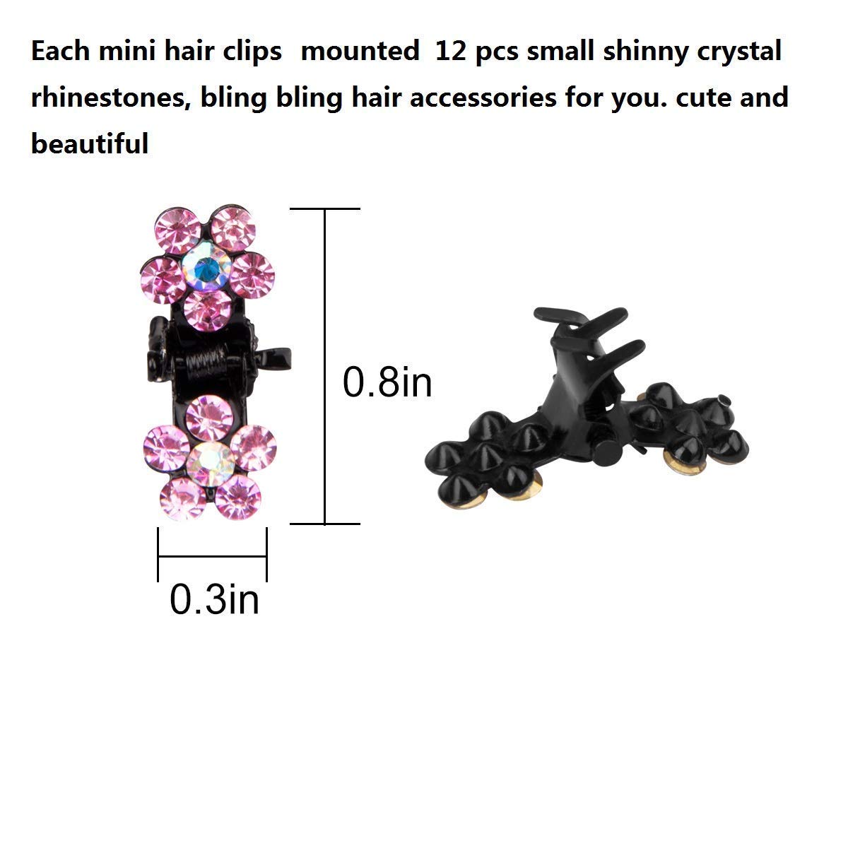 ANBALA 65pcs Mini Hair Claw Clips Set - Non-Slip Grip Glitter Rhinestone Metal Hair Clamps for Women & Girls | Hair Accessories for Party, Wedding, Daily Styling