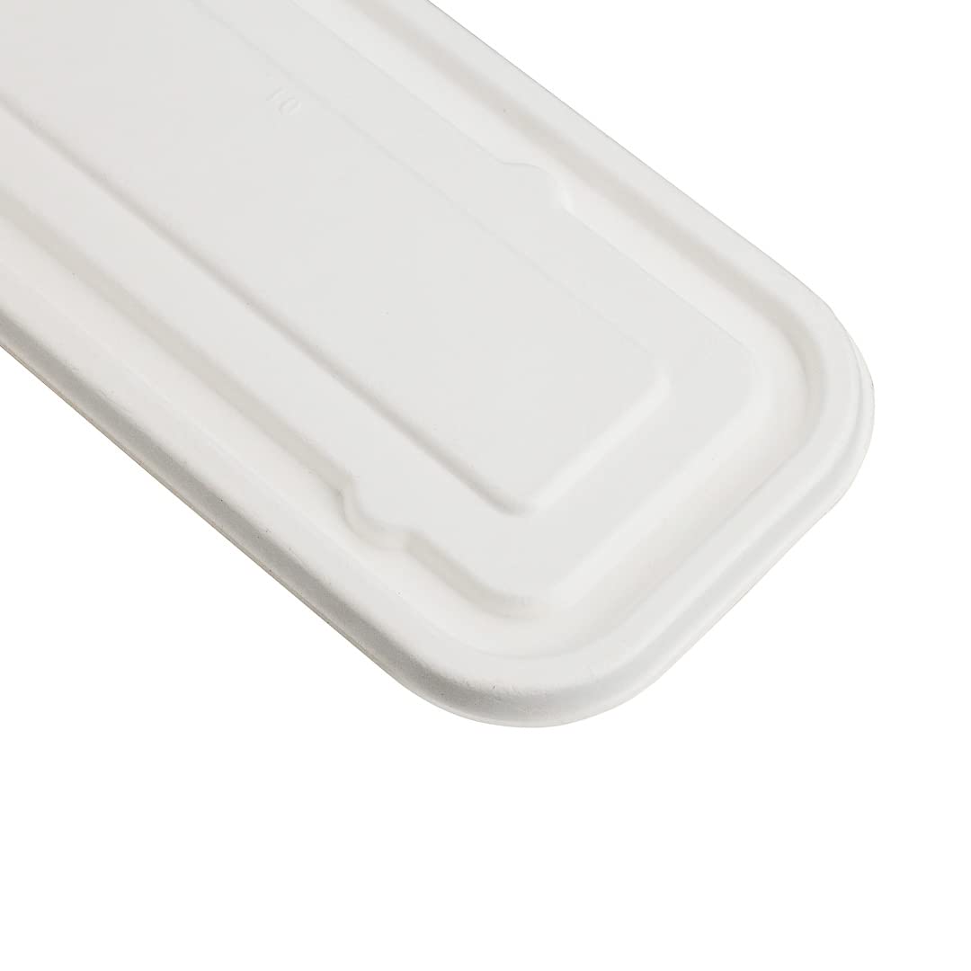 9.1 Inch Disposable Lids - 100 Pack Sustainable Bagasse To-Go Container Lids | Microwave & Freezer Safe, Grease-Resistant, Eco-Friendly White Lids (Containers Sold Separately) - Perfect for Restaurants, Cafes, Food Trucks & Takeout Services