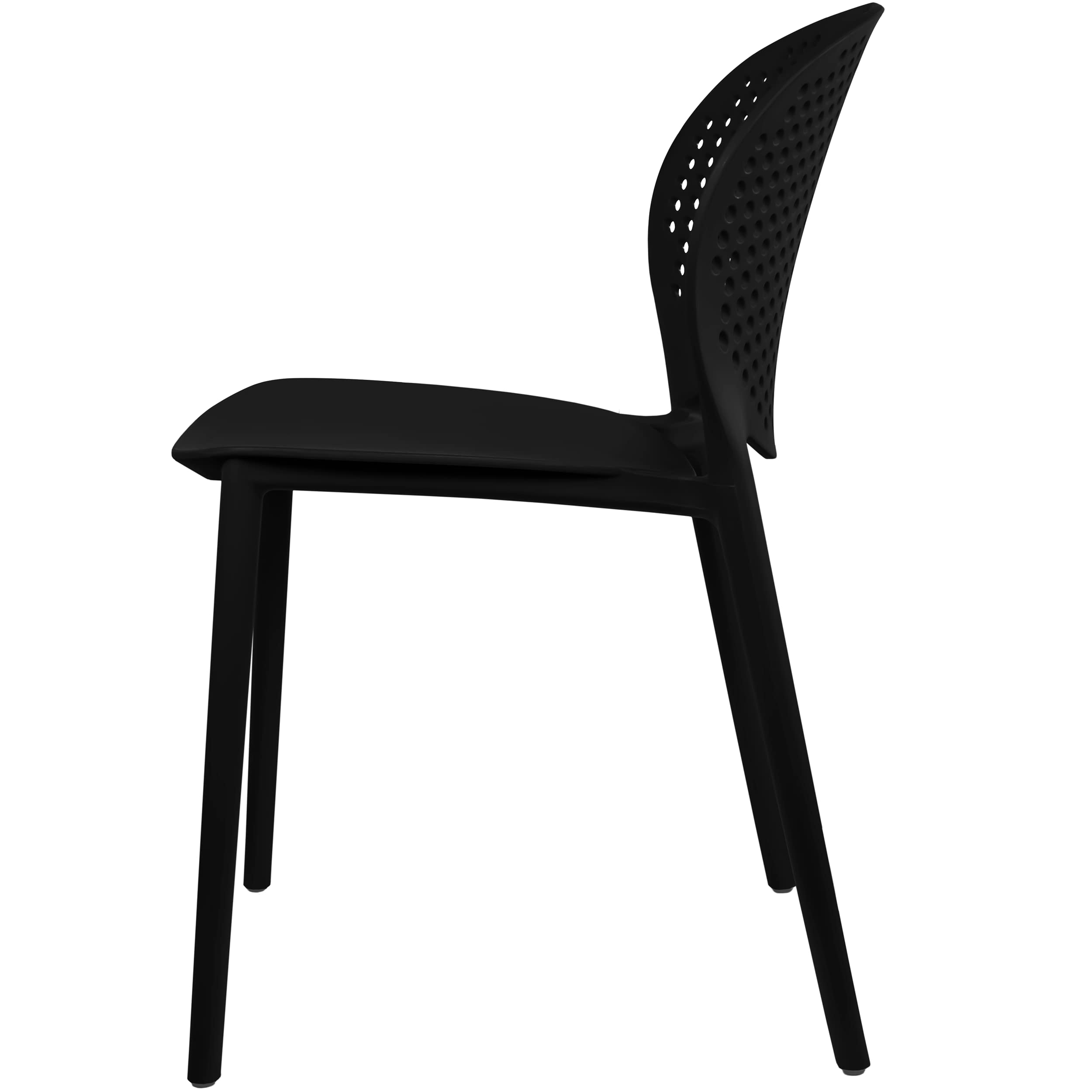 2 Pack Modern Stackable Patio Chairs - Indoor/Outdoor Dining Side Chairs for Pool, Kitchen, Living Room & Restaurant - Black (Perfect for Backyard, Deck, Garden & Commercial Use)