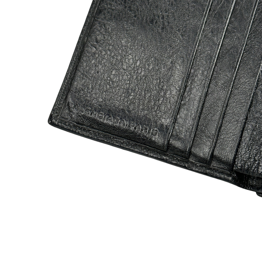 BALENCIAGA Motorcycle Zip Wallet - Genuine Leather Luxury Bifold Wallet for Men - Perfect for Everyday Use, Travel & Business (Black)