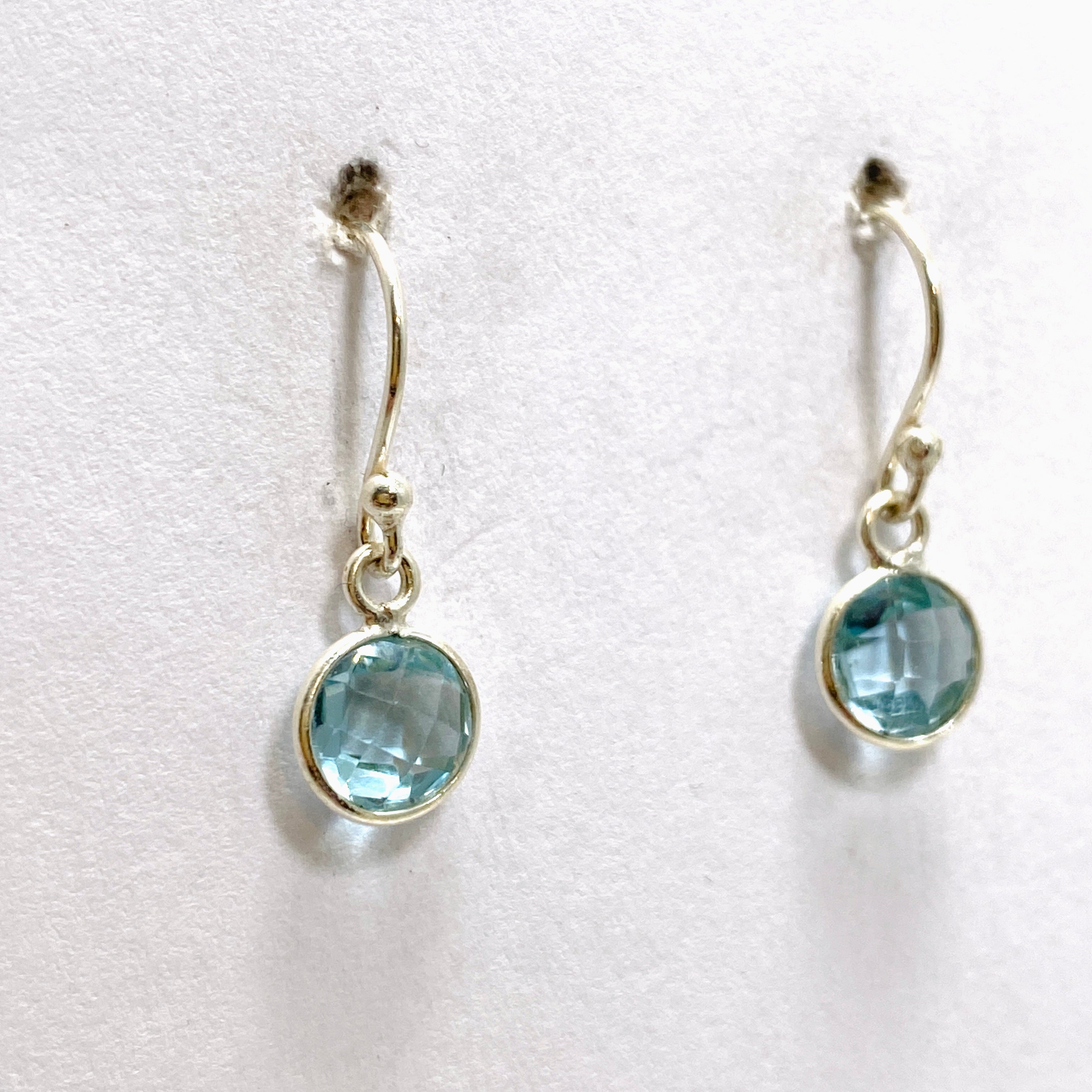 Blue Topaz Round Faceted Stud Earrings for Women - 925 Sterling Silver Gemstone Jewelry - Perfect for Gift, Wedding & Party Occasions