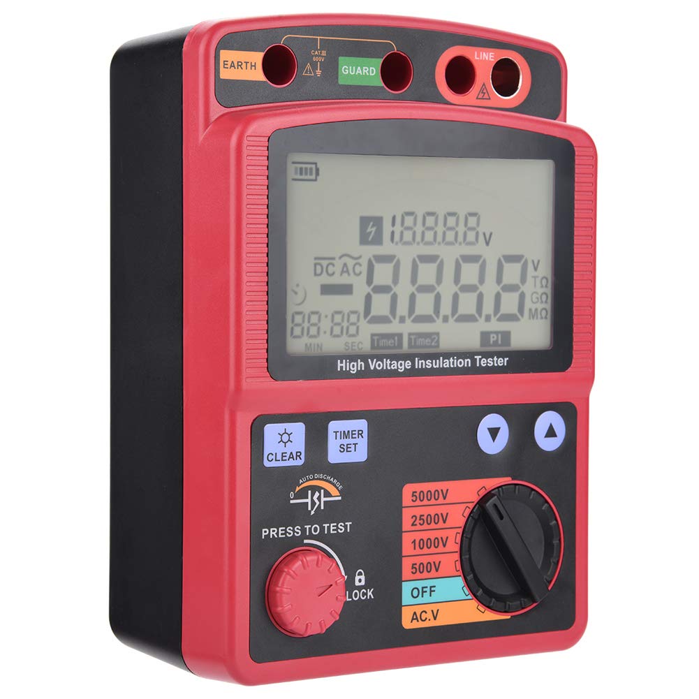 GM3125 Digital Insulation Tester Multimeter - 0.0MΩ-1000GΩ Resistance, DC/AC Voltage Tester for Electrical Safety Testing | Perfect for Home, Industrial & HVAC Maintenance