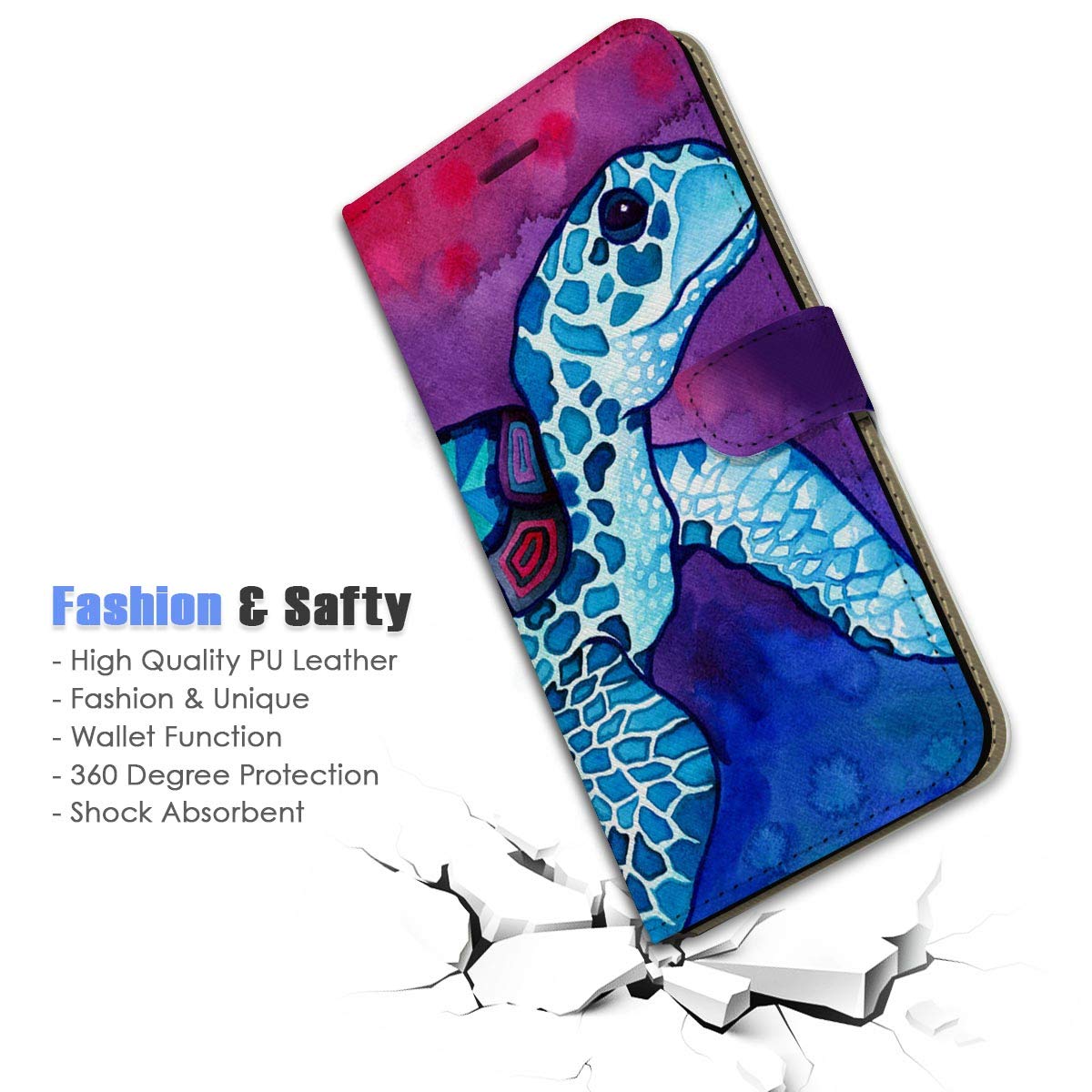 Premium Flip Wallet Phone Case for iPhone 11 - A20298 Art Turtle Design | Slim Protective Cover with Card Slots | Perfect for Everyday Use, Travel & Business Meetings