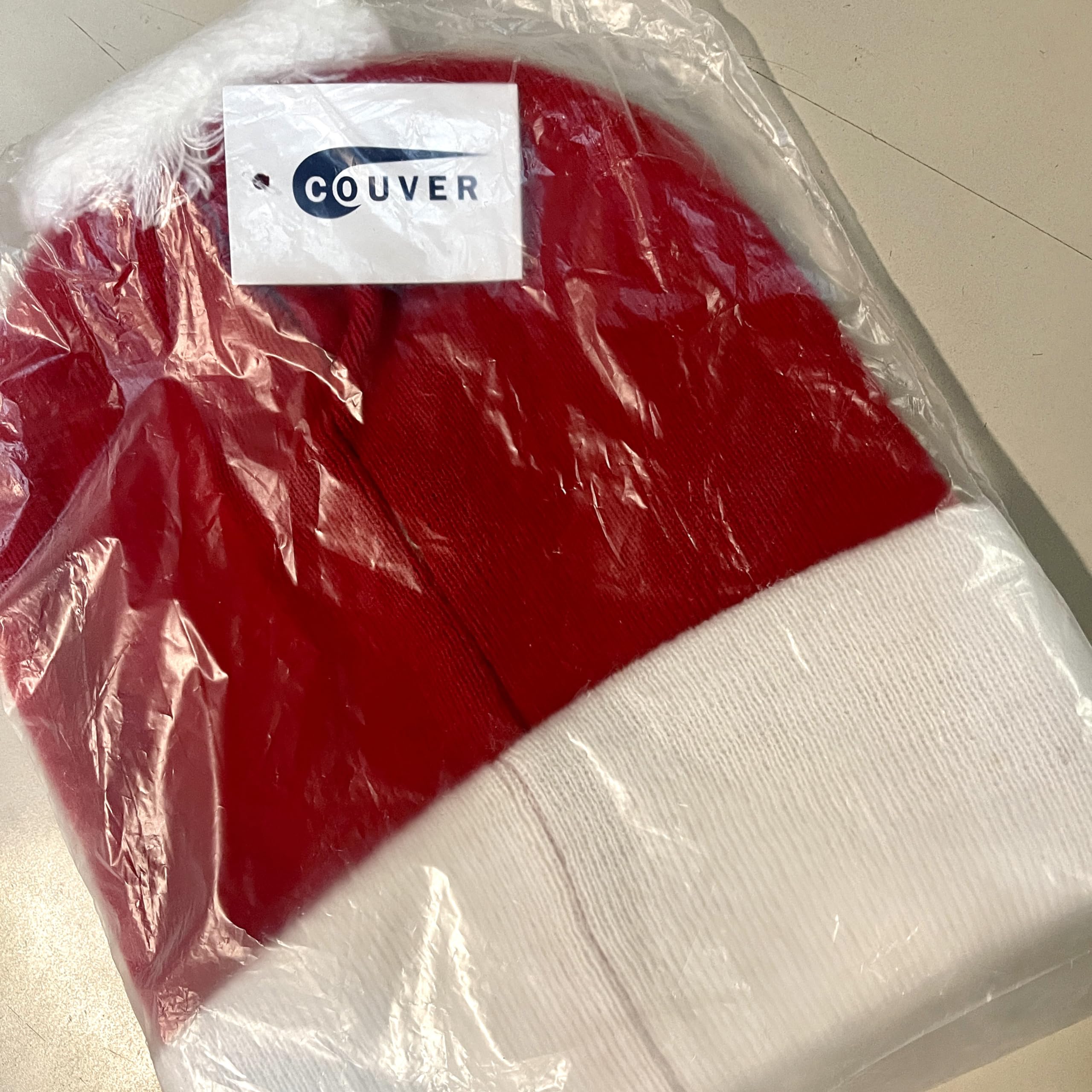 Unisex Red White Beanie Hat with/without Pom Pom - Warm Winter Knit Hat for Men & Women - Perfect for Costumes, Skiing & Cold Weather Outfits