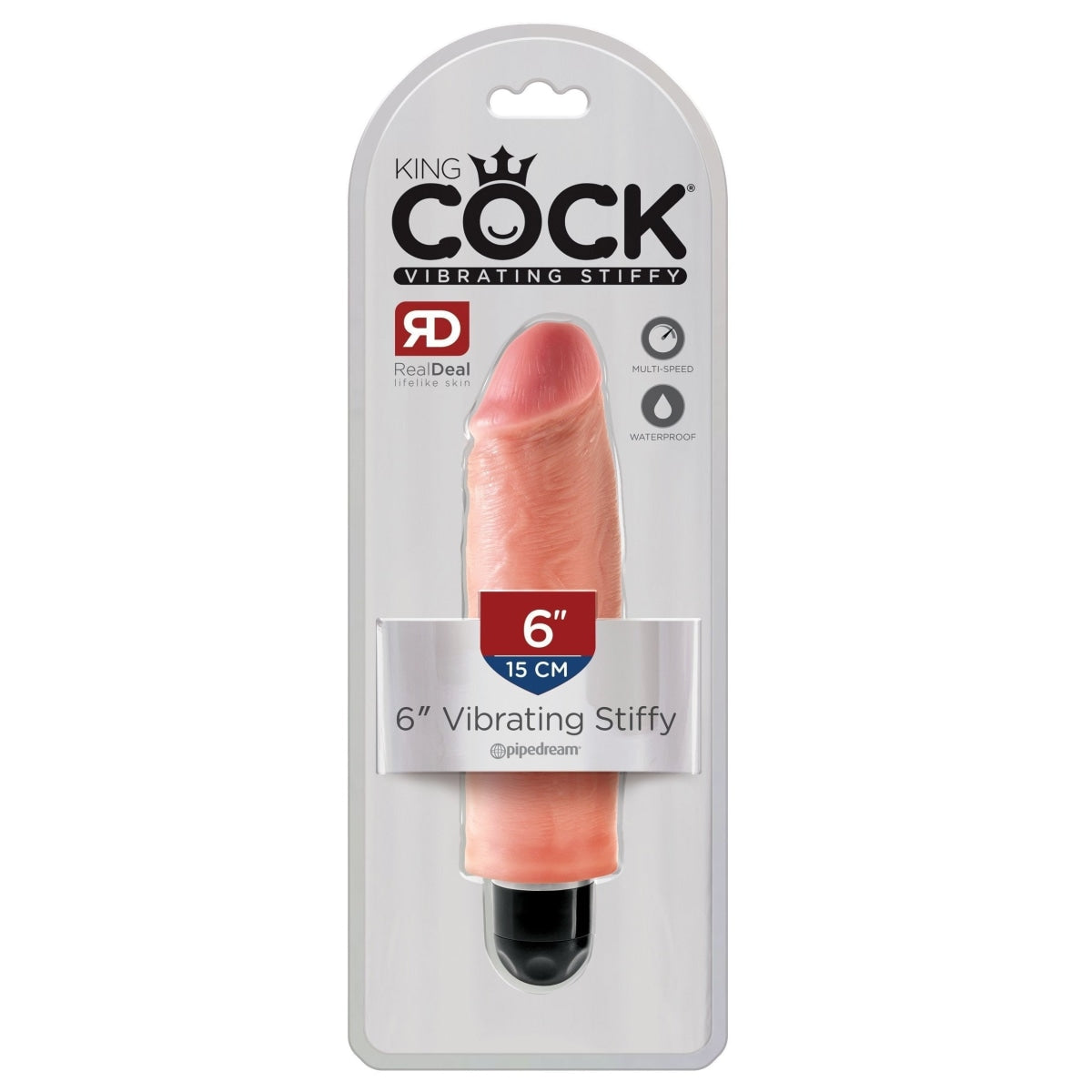 King Cock 6 Inch Realistic Vibrating Dildo with Stiffy Light - Powerful G-Spot & Clitoral Stimulator for Solo Play & Couples Intimacy