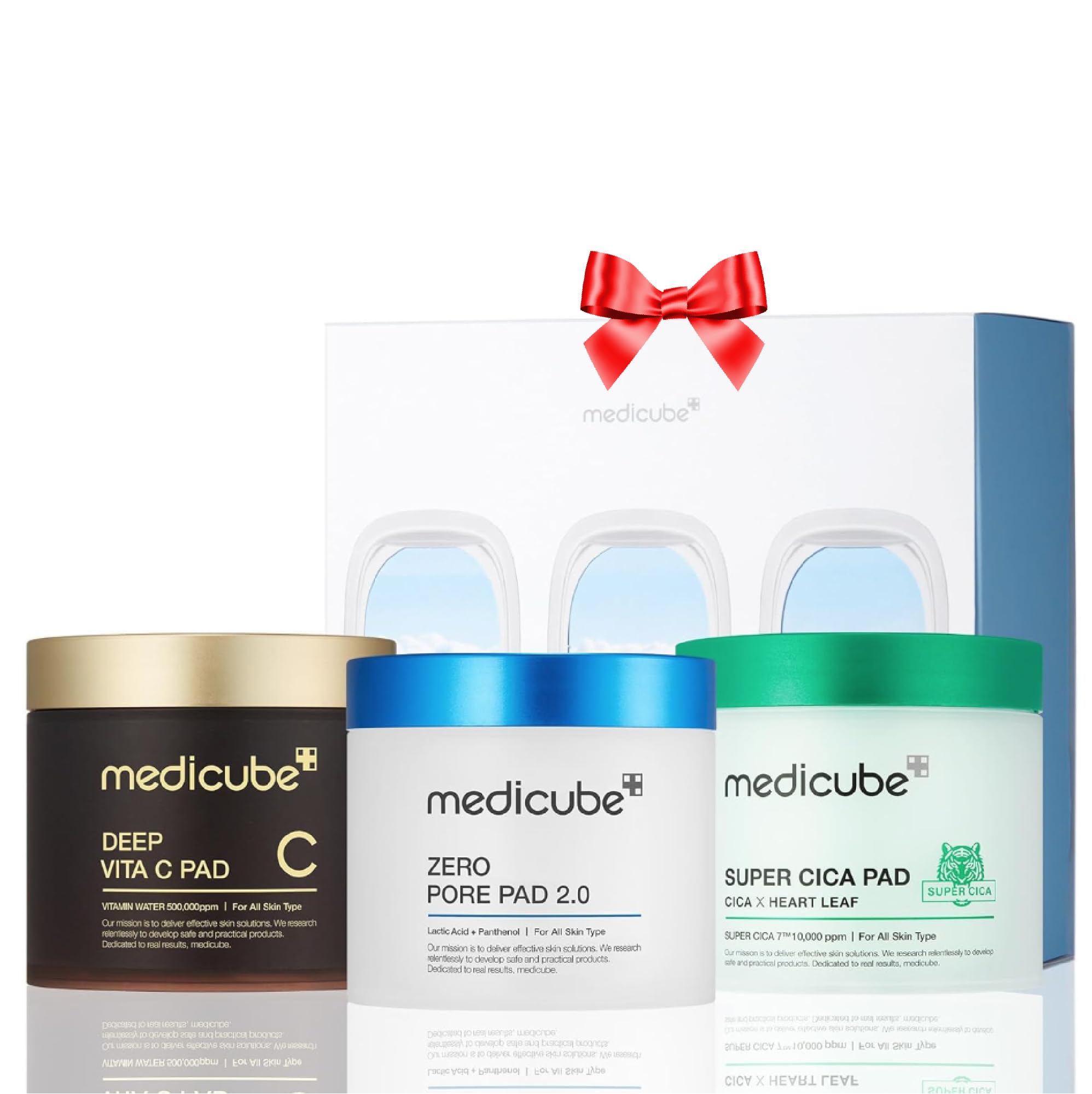 Medicube Toner Pads Gift Set - Korean Exfoliating & Hydrating Skincare Set with 210 Pads | Perfect Holiday, Christmas Gift for Women & Men | Ideal for Daily Skincare Routine, Travel & Gifting