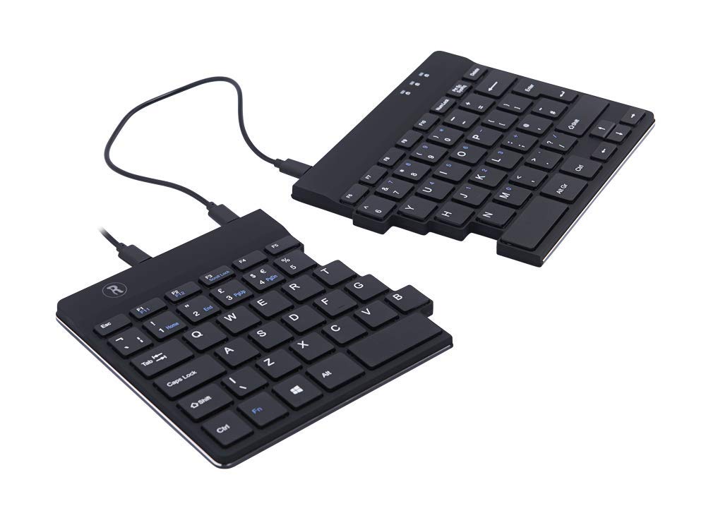 R-Go Ergonomic Split Keyboard - Natural Typing for Carpal Tunnel Relief | 2-Part Ultra Thin Design with Break Reminder Software | QWERTY(UK) Layout USB Wired Black Keyboard | Perfect for Office, Home & Long Typing Sessions
