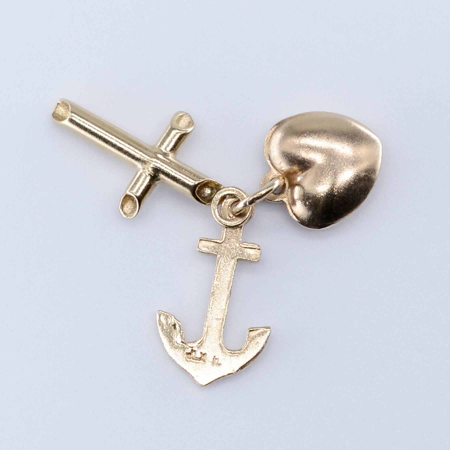 10K Gold Heart, Anchor & Cross Charm Pendant Necklace - Perfect for Gifts, Layering & Everyday Wear