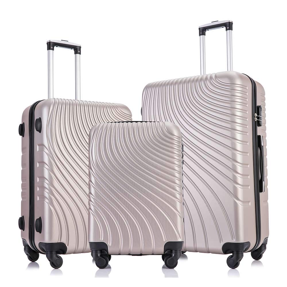 3 Piece Luggage Set with Spinner Wheels - Lightweight Carry On Suitcase for Travel (Champagne Gold) | Perfect for Business Trips, Vacations & Air Travel