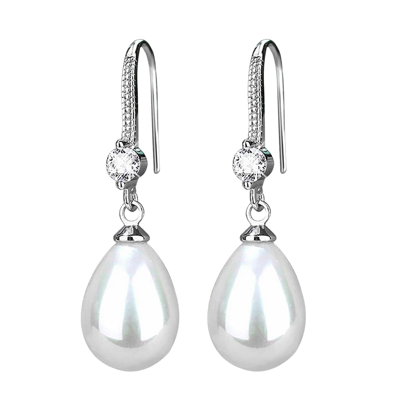 Shiny Pearl Earrings for Women - Elegant Light Luxury Hoop Earrings with Micro Inlaid Zircon in Silver & Gold | Perfect for Weddings, Parties & Daily Wear