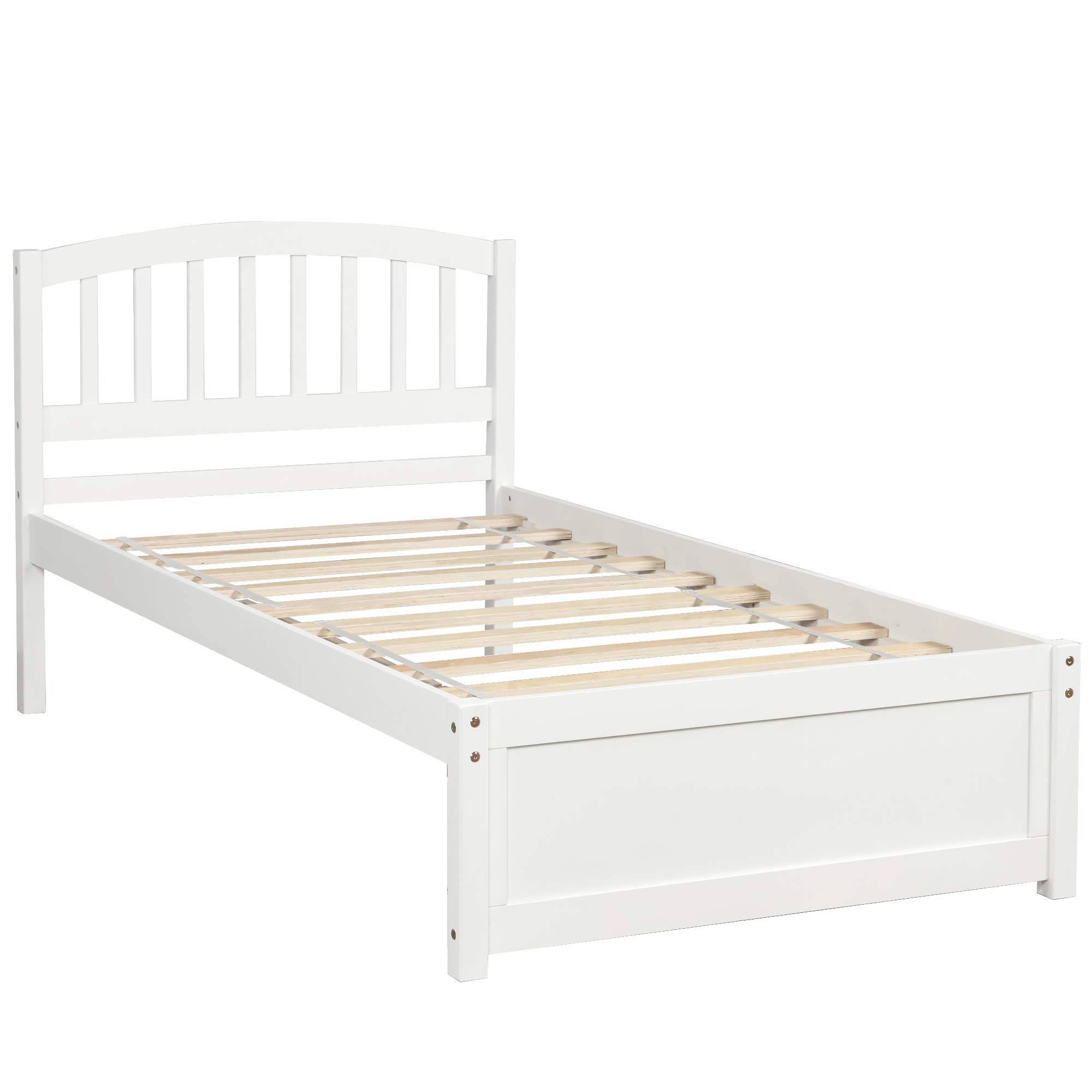 Merax Twin Size Platform Bed Frame - Solid Wood Storage Bed with 2 Drawers & Headboard, Snow White - Perfect for Small Bedrooms, Guest Rooms & Kids' Rooms