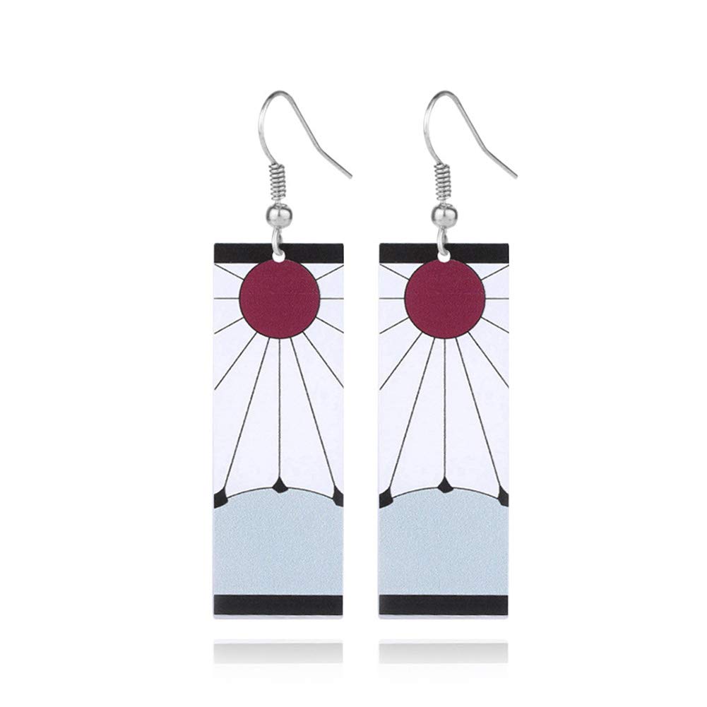 Tanjiro Hanafuda Sun Earrings - Demon Slayer Anime Cosplay Jewelry, Cute Kawaii Dangle Earrings for Women, Perfect for Halloween Costume, Anime Convention & Gift Giving